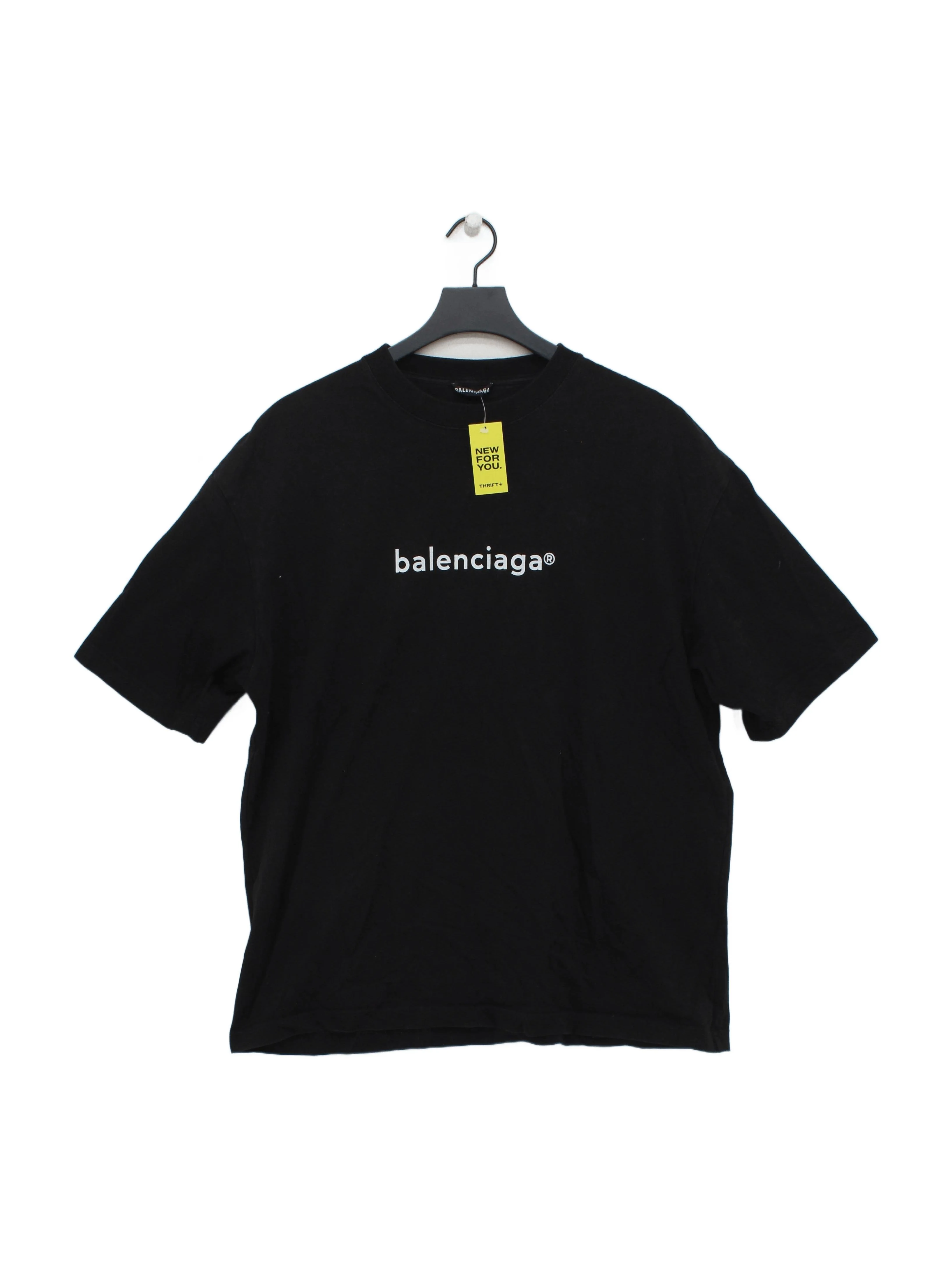 Balenciaga Men's T-Shirt L Black Graphic 100% Cotton Basic