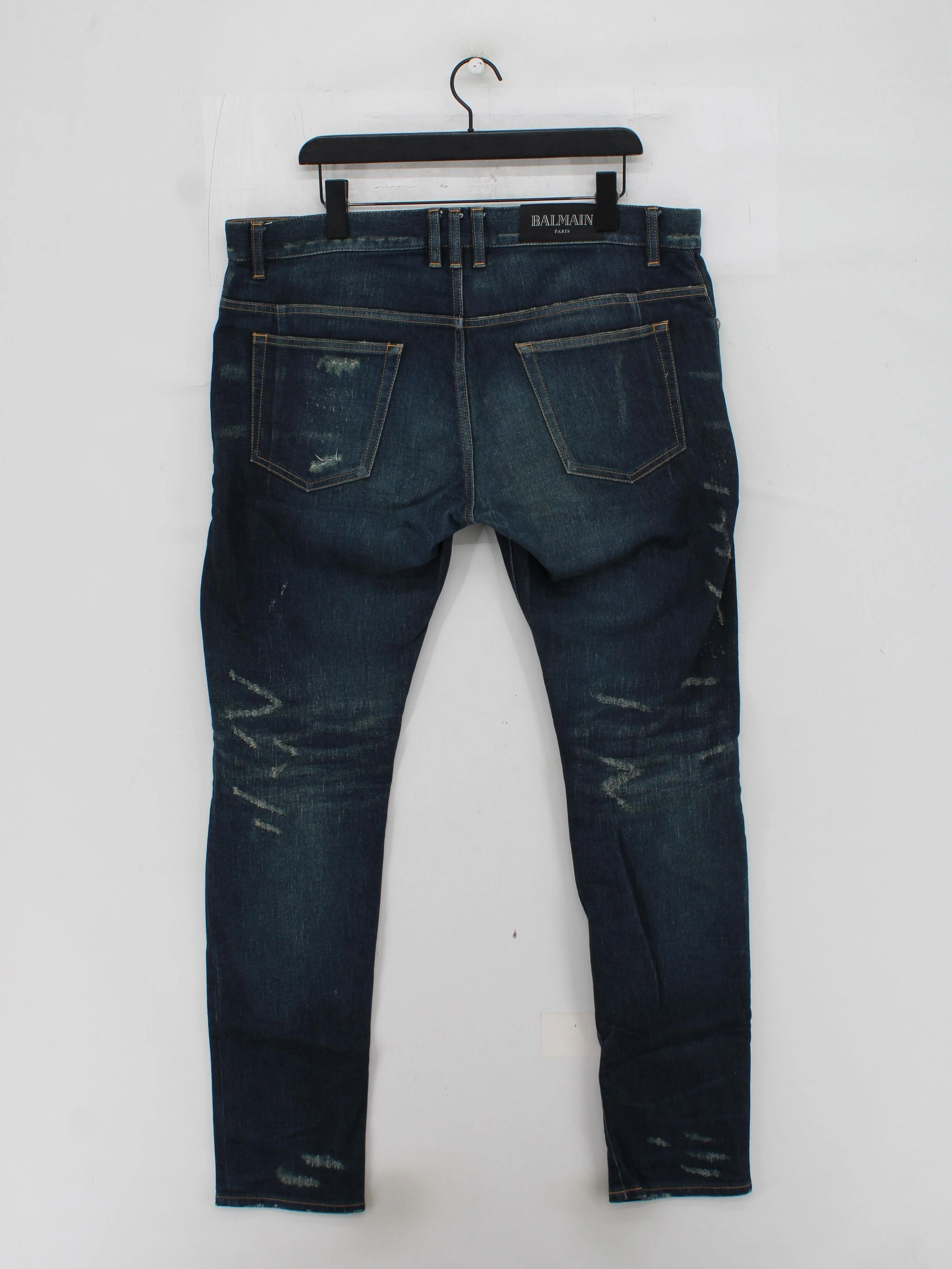 Balmain Men's Jeans W 40 in Blue Cotton with Elastane Straight - Image 2