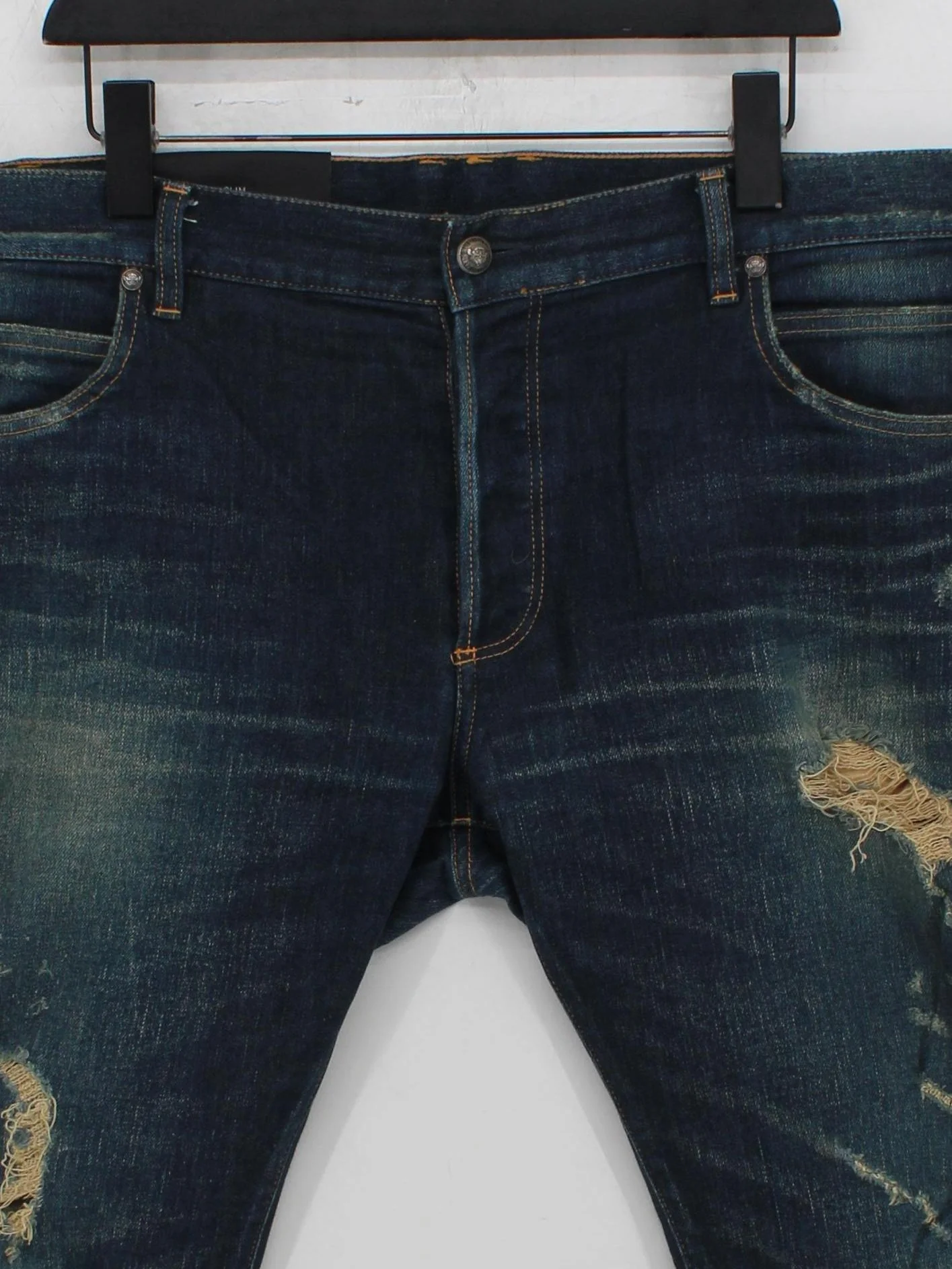 Balmain Men's Jeans W 40 in Blue Cotton with Elastane Straight - Image 3
