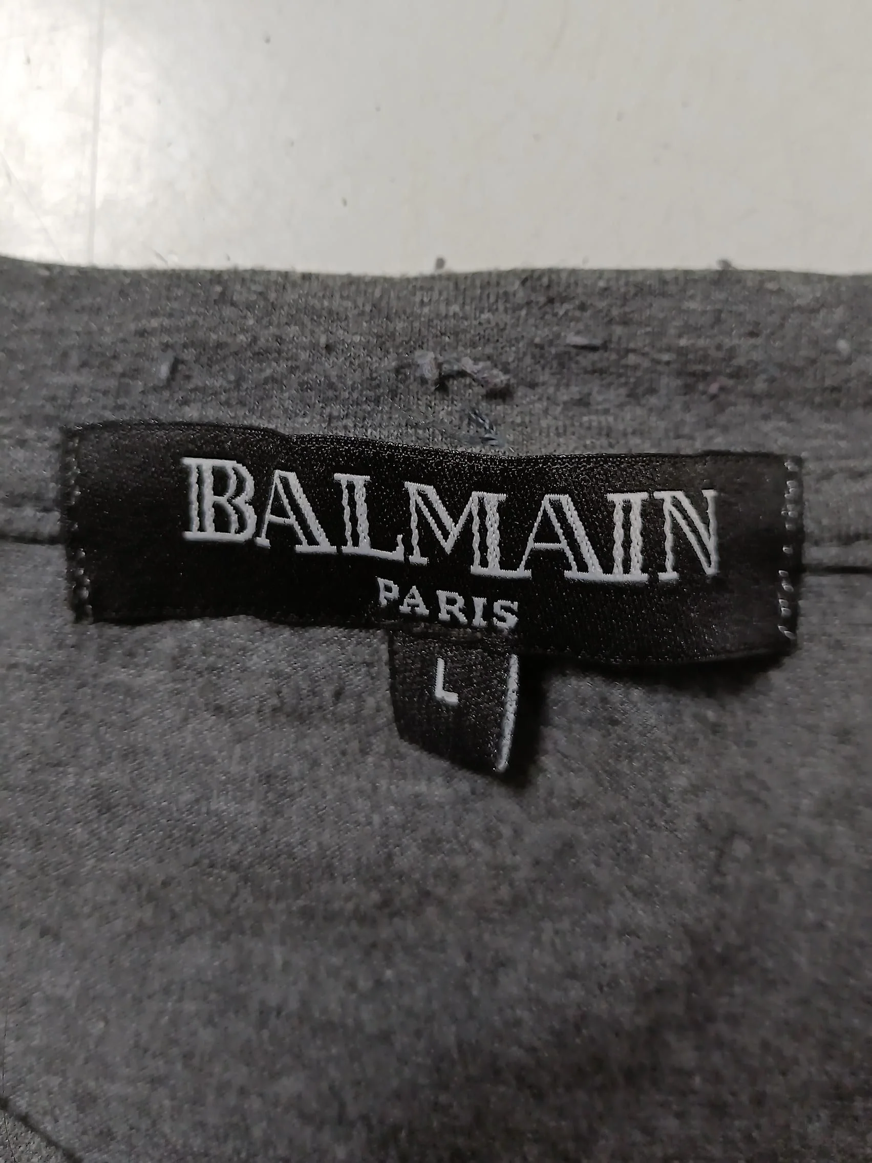 Balmain Men's T-Shirt L Grey Graphic 100% Cotton Basic - Image 6