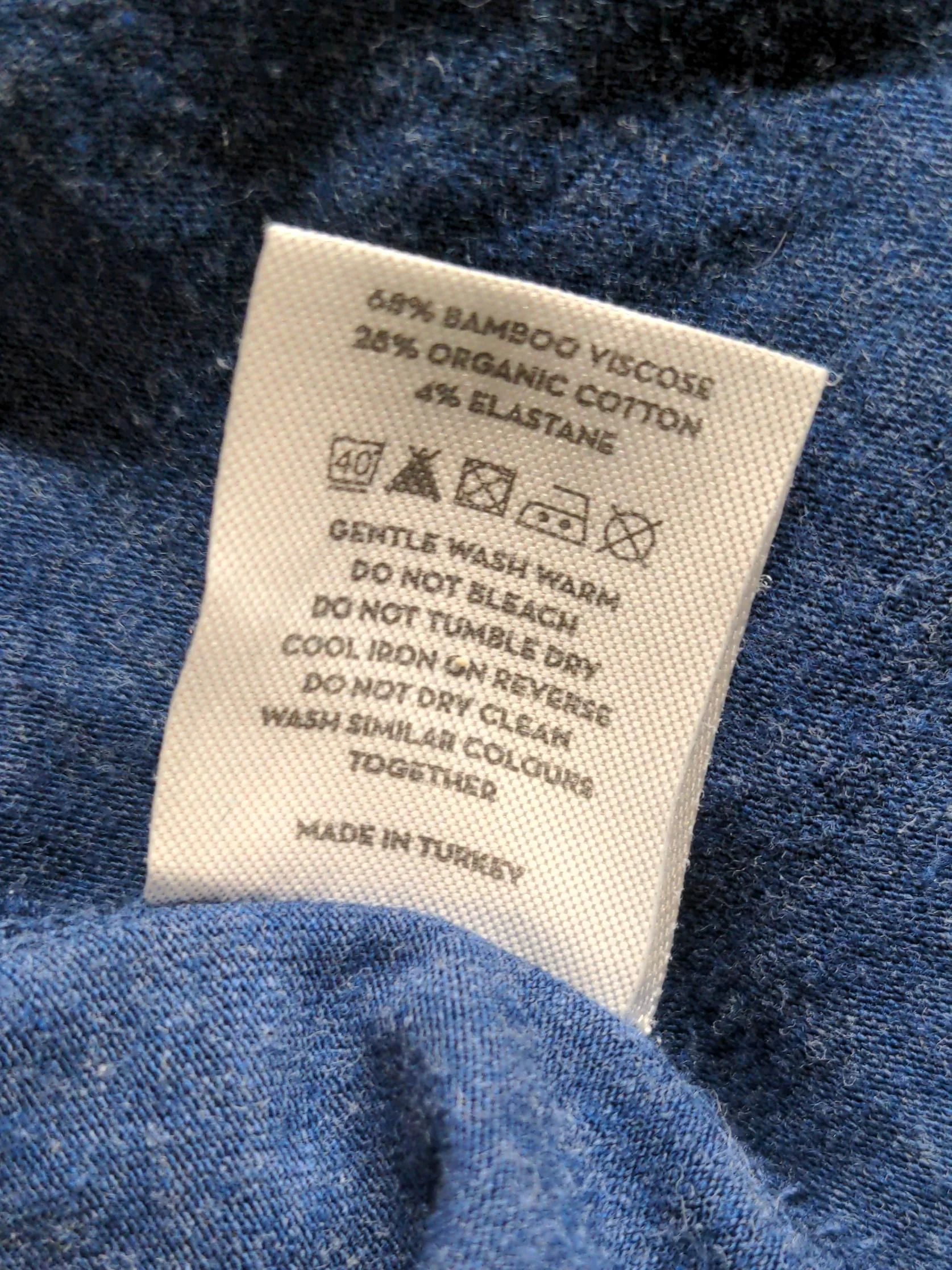 Bam Bamboo Women's T-Shirt UK 14 Blue Viscose with Cotton, Elastane Basic - Image 6