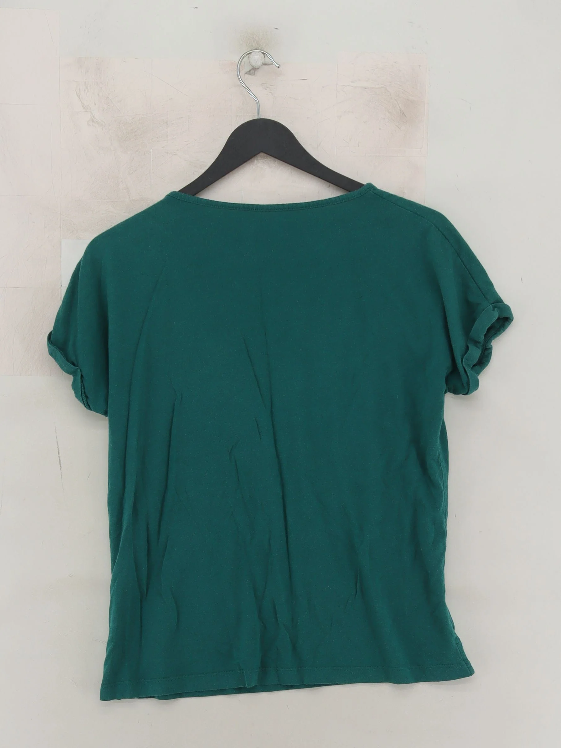 BAM Women's T-Shirt UK 10 Green Viscose with Cotton Short Sleeve V-Neck Basic - Image 2