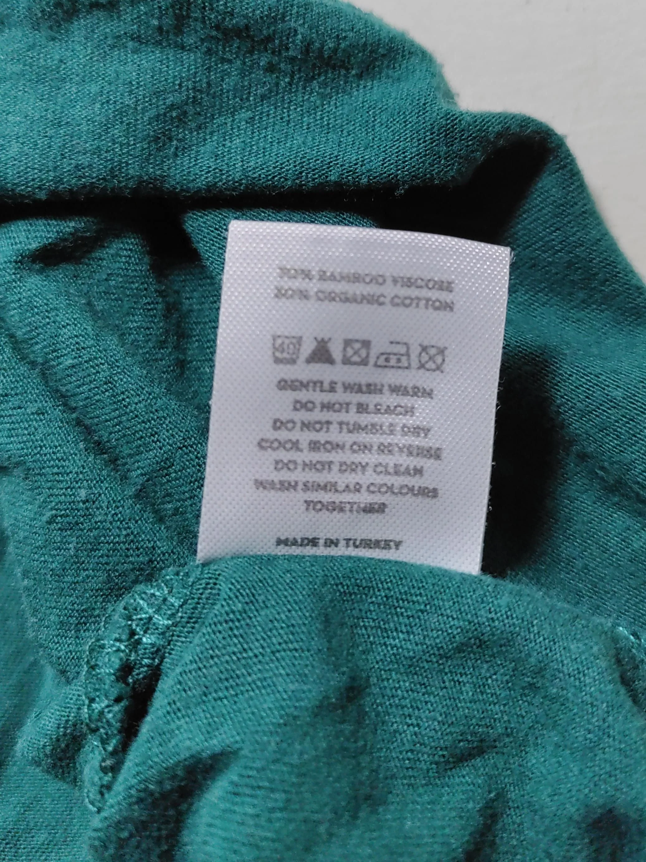 BAM Women's T-Shirt UK 10 Green Viscose with Cotton Short Sleeve V-Neck Basic - Image 6