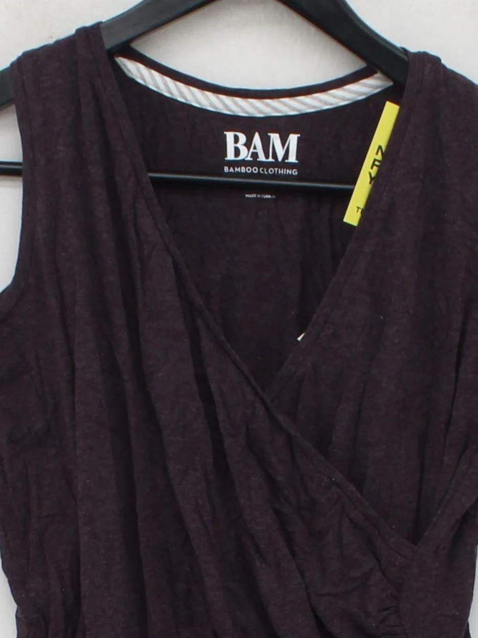 BAM Women's Top UK 12 Red Viscose with Cotton, Elastane Sleeveless V-Neck Basic - Image 3
