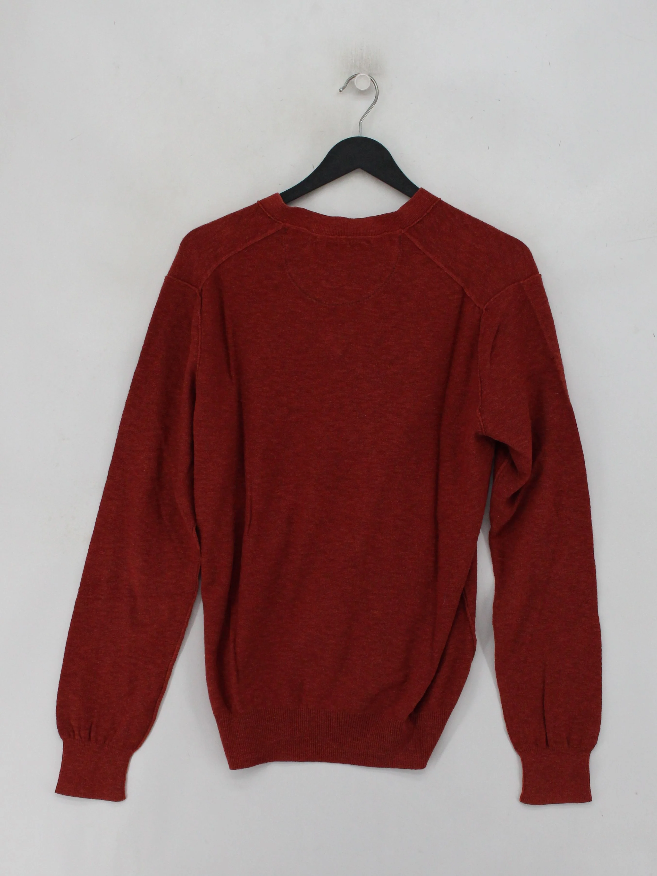 Banana Republic Men's Jumper S Red 100% Cotton V-Neck Pullover - Image 2
