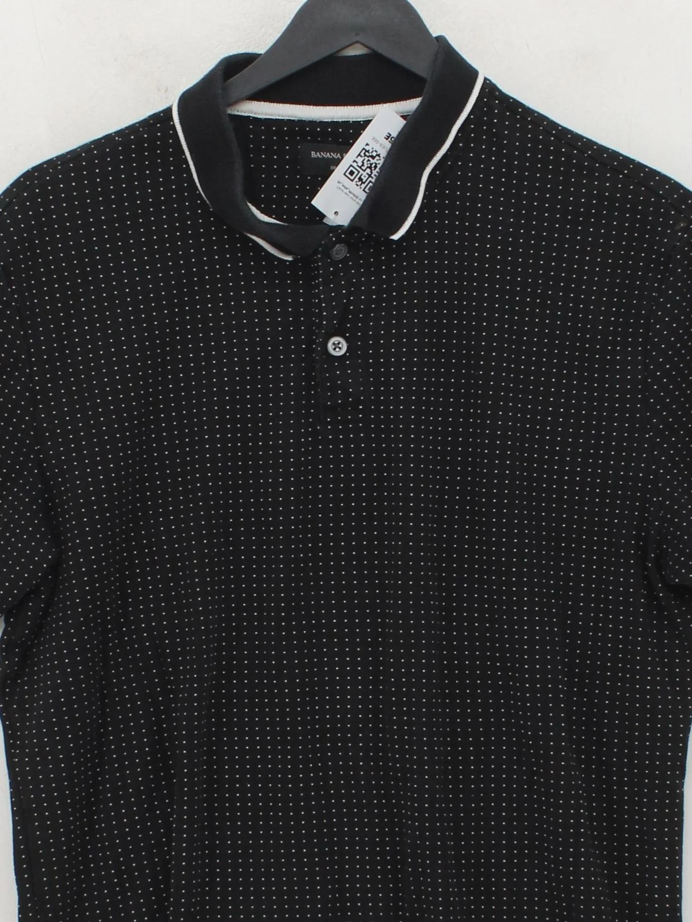 Banana Republic Men's Polo L Black Polkadot 100% Cotton Basic - Image 3