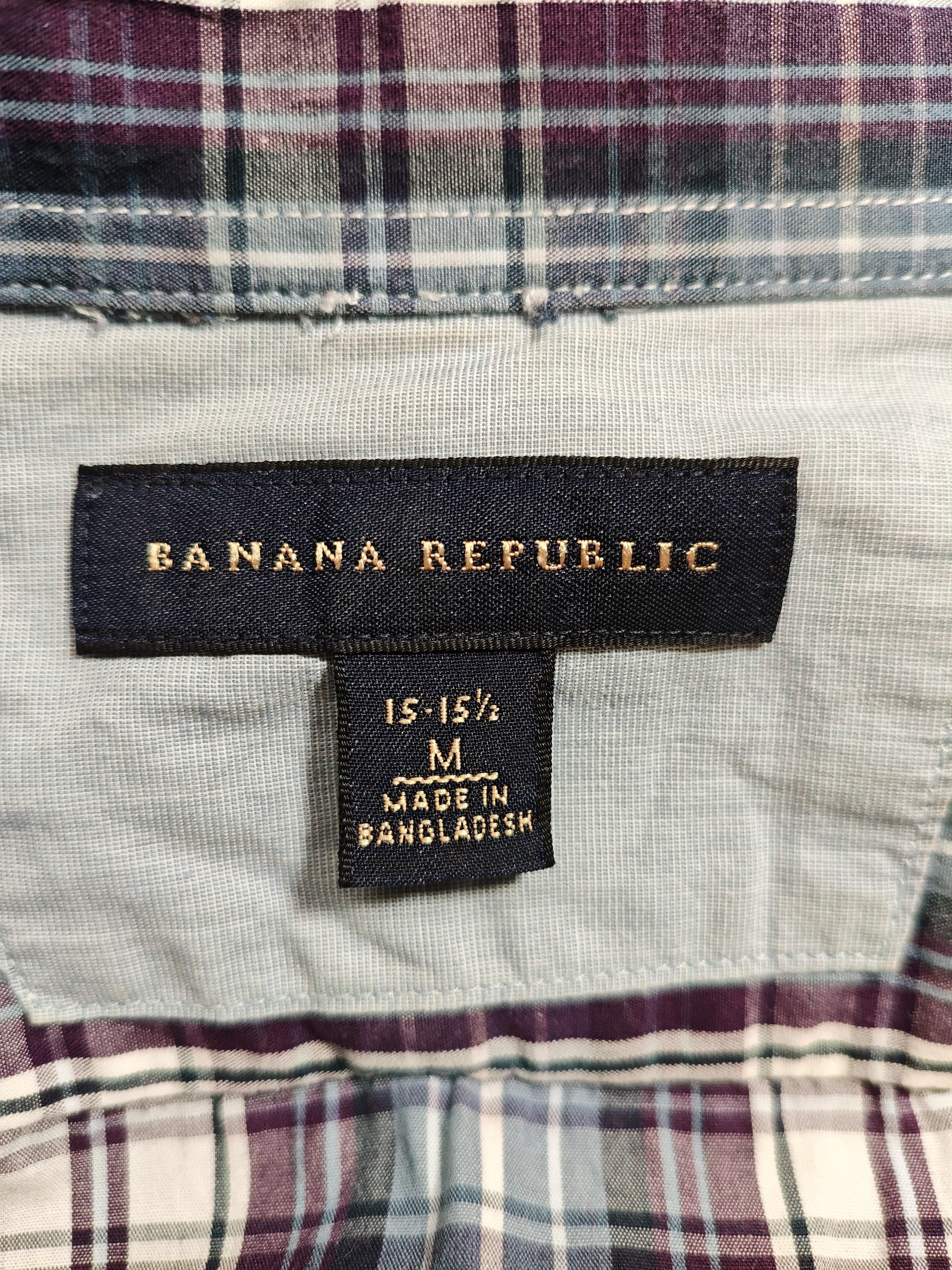 Banana Republic Men's Shirt M Multi Checkered 100% Cotton Basic - Image 5