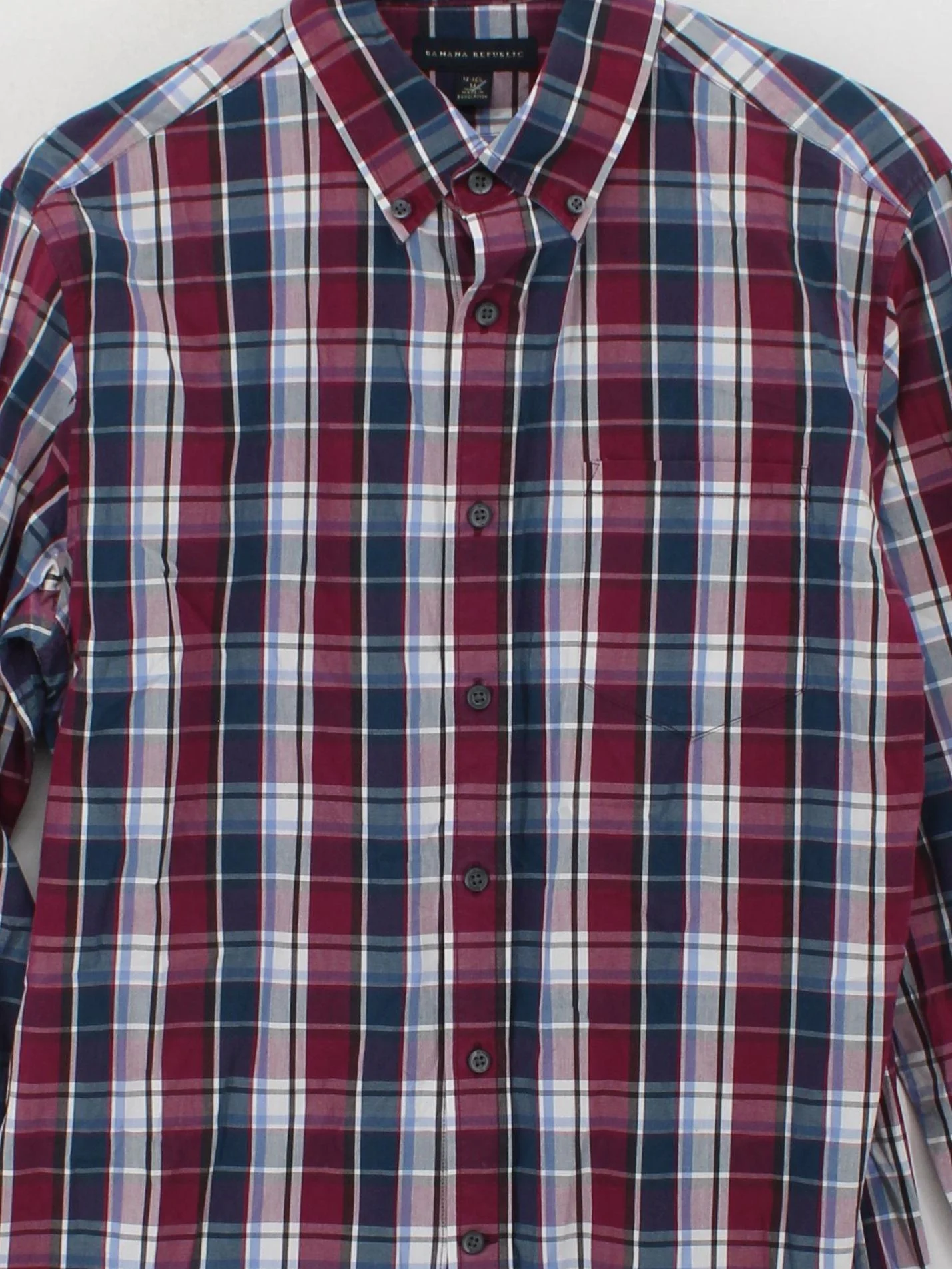 Banana Republic Men's Shirt M Multi Checkered 100% Cotton Basic - Image 3