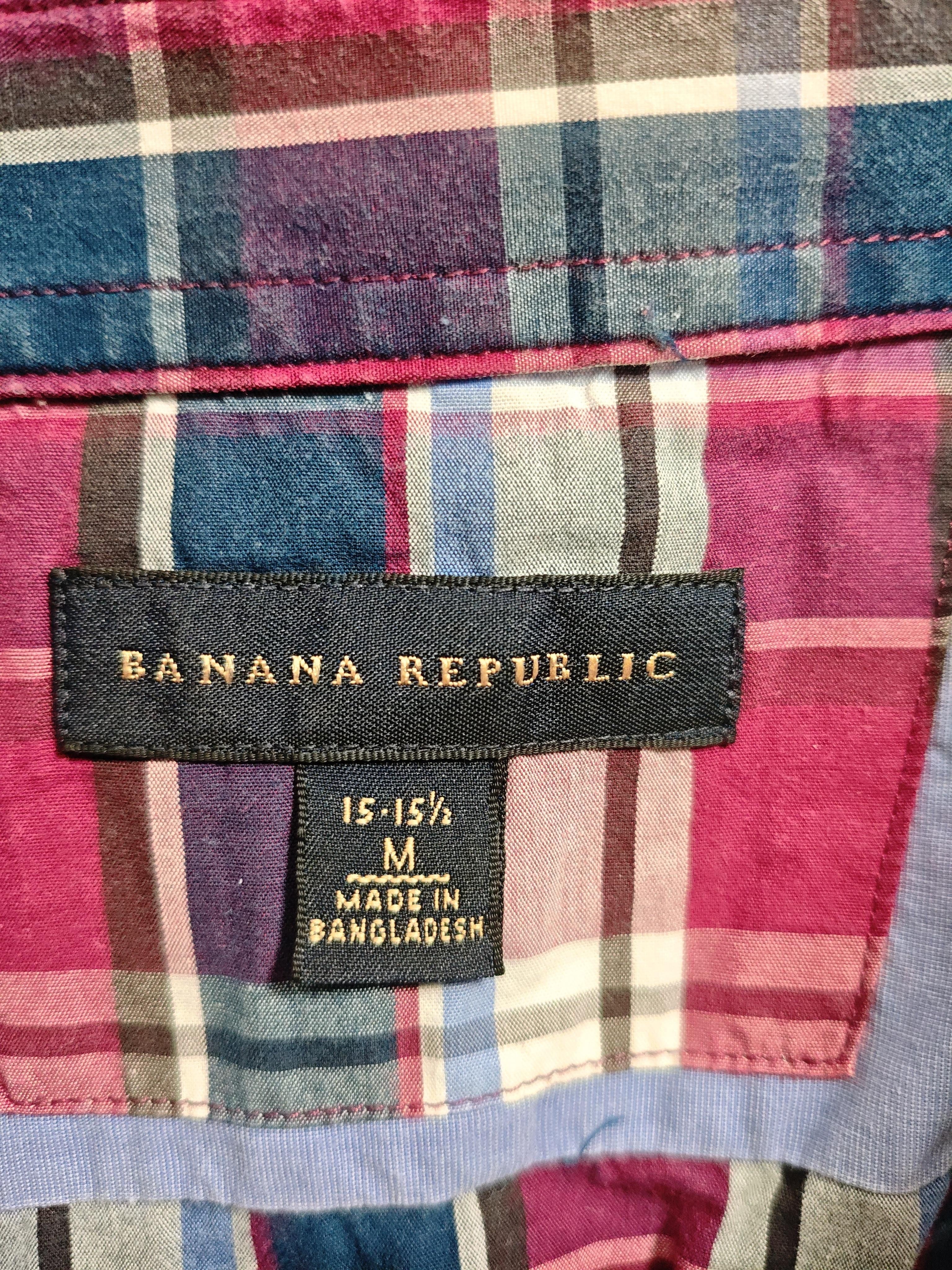 Banana Republic Men's Shirt M Multi Checkered 100% Cotton Basic - Image 5