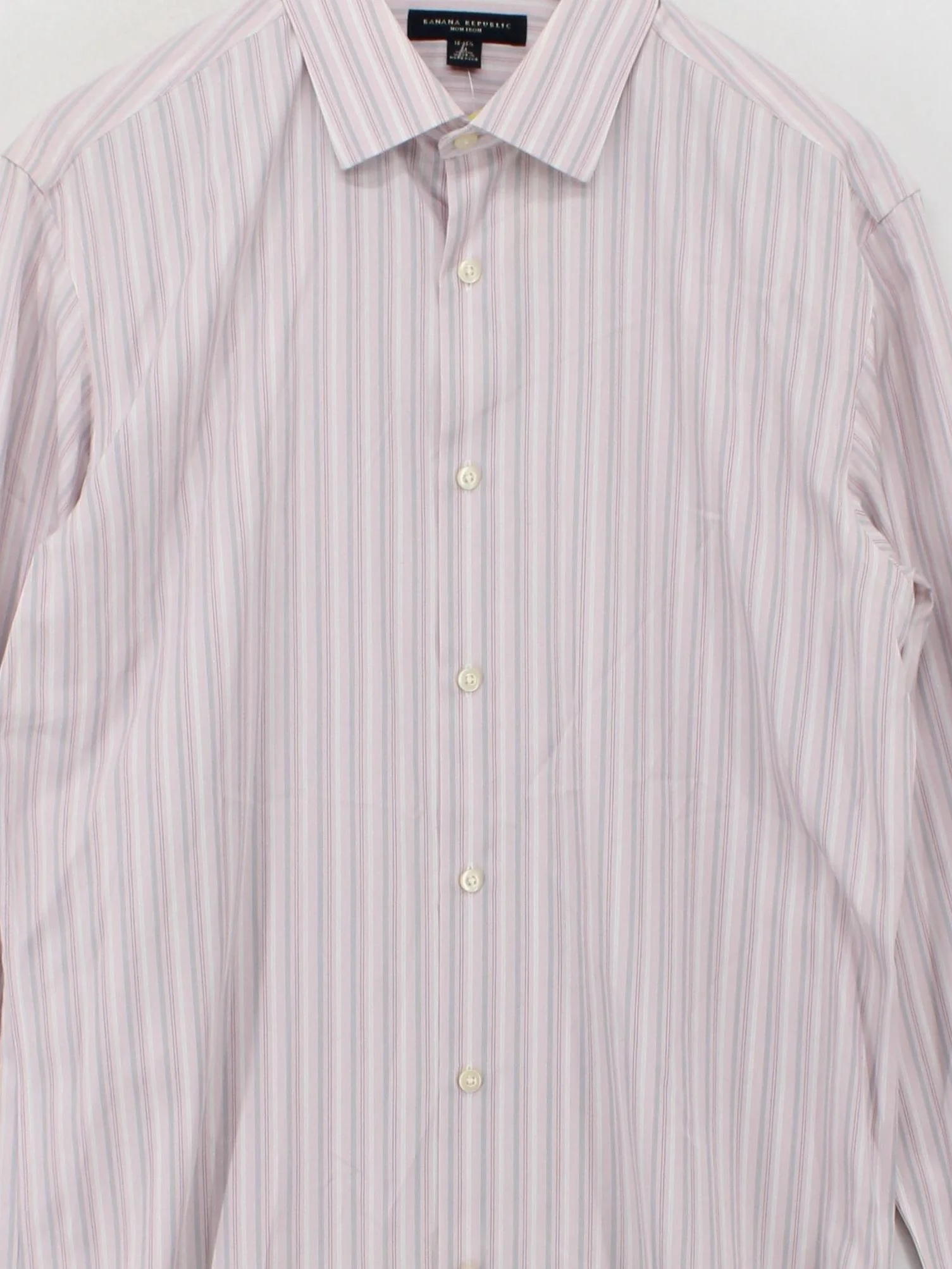 Banana Republic Men's Shirt M Pink Striped 100% Cotton Basic - Image 3