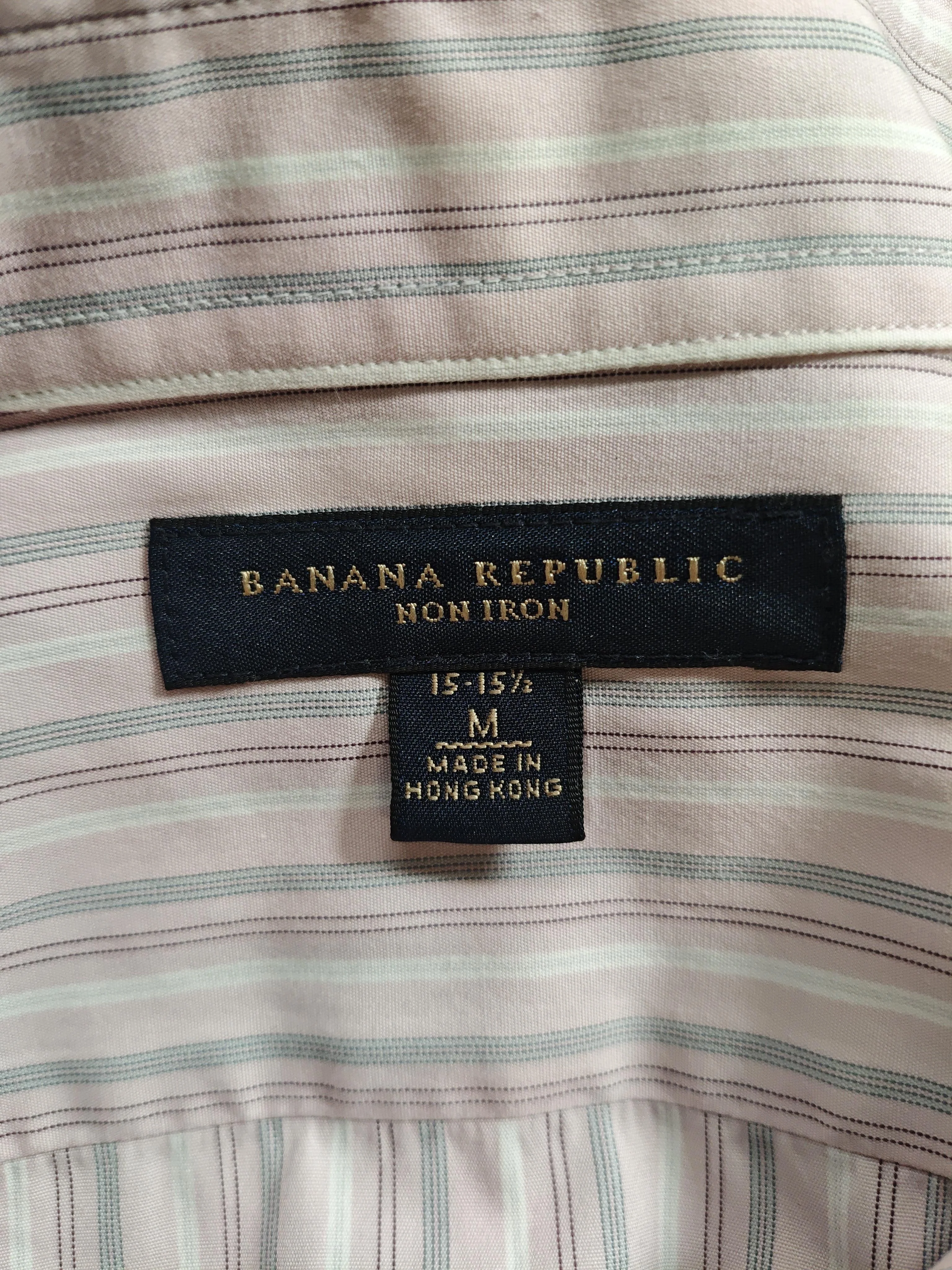 Banana Republic Men's Shirt M Pink Striped 100% Cotton Basic - Image 5
