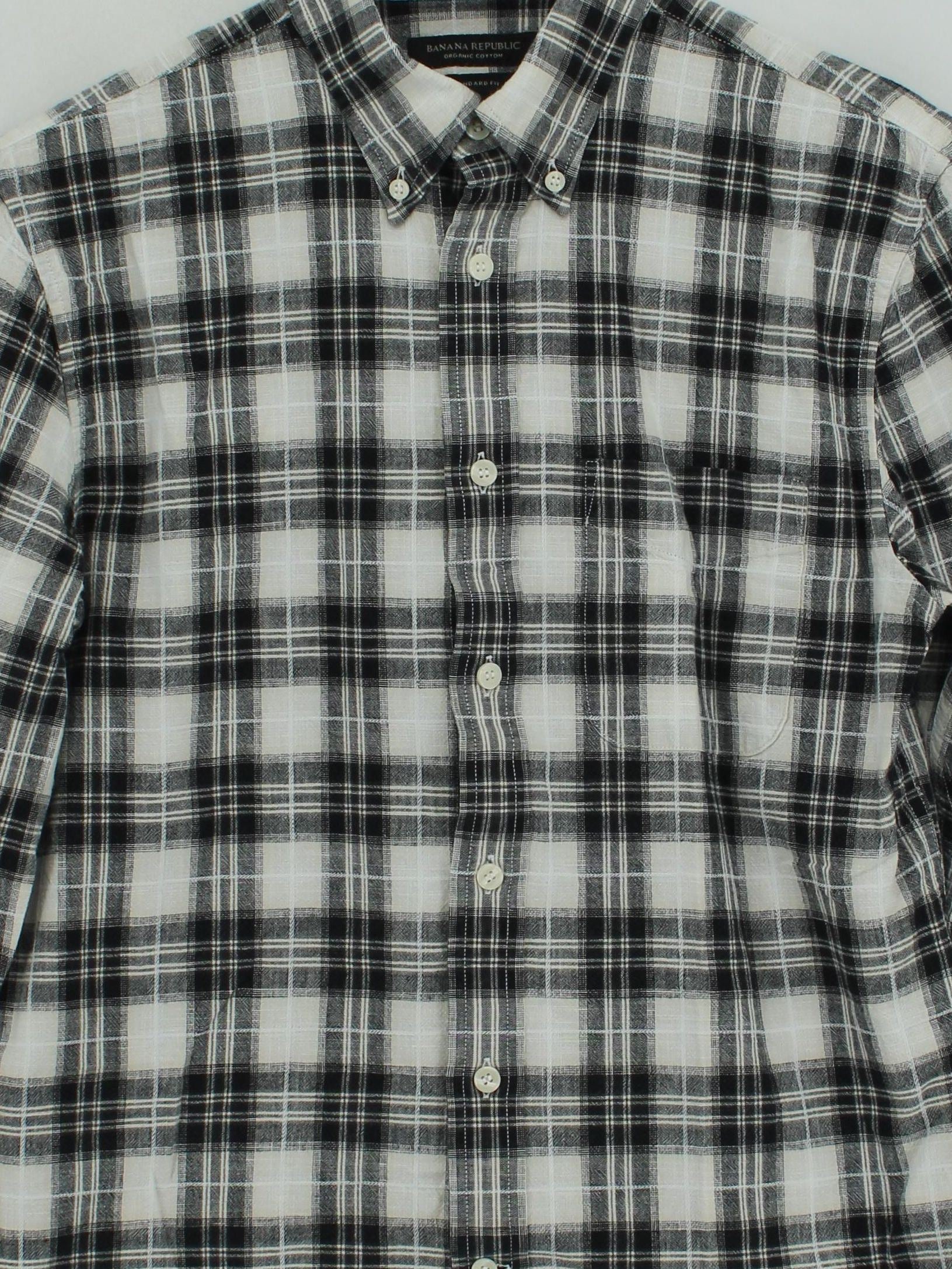 Banana Republic Men's Shirt S Black Checkered 100% Cotton Basic - Image 3