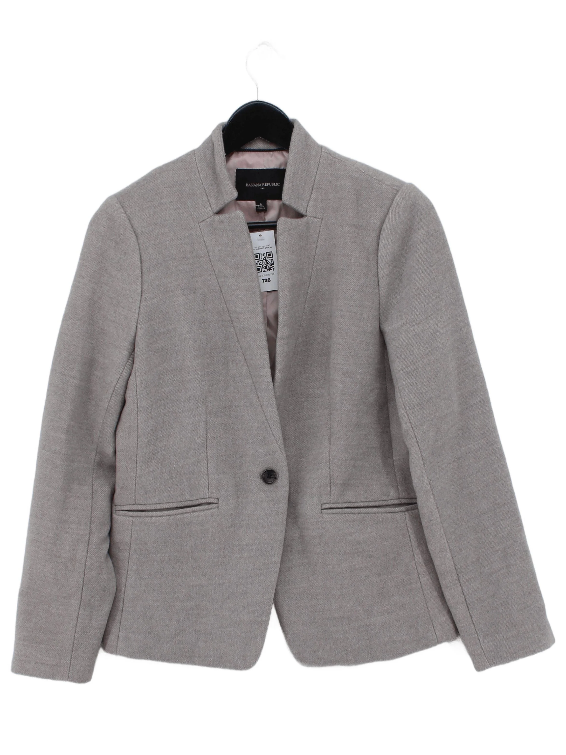 Banana Republic Women's Blazer UK 10 Grey Polyester