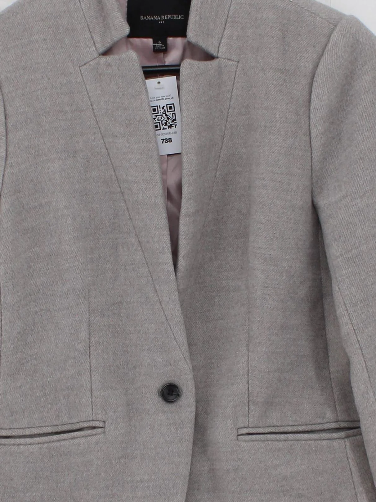 Banana Republic Women's Blazer UK 10 Grey Polyester - Image 3