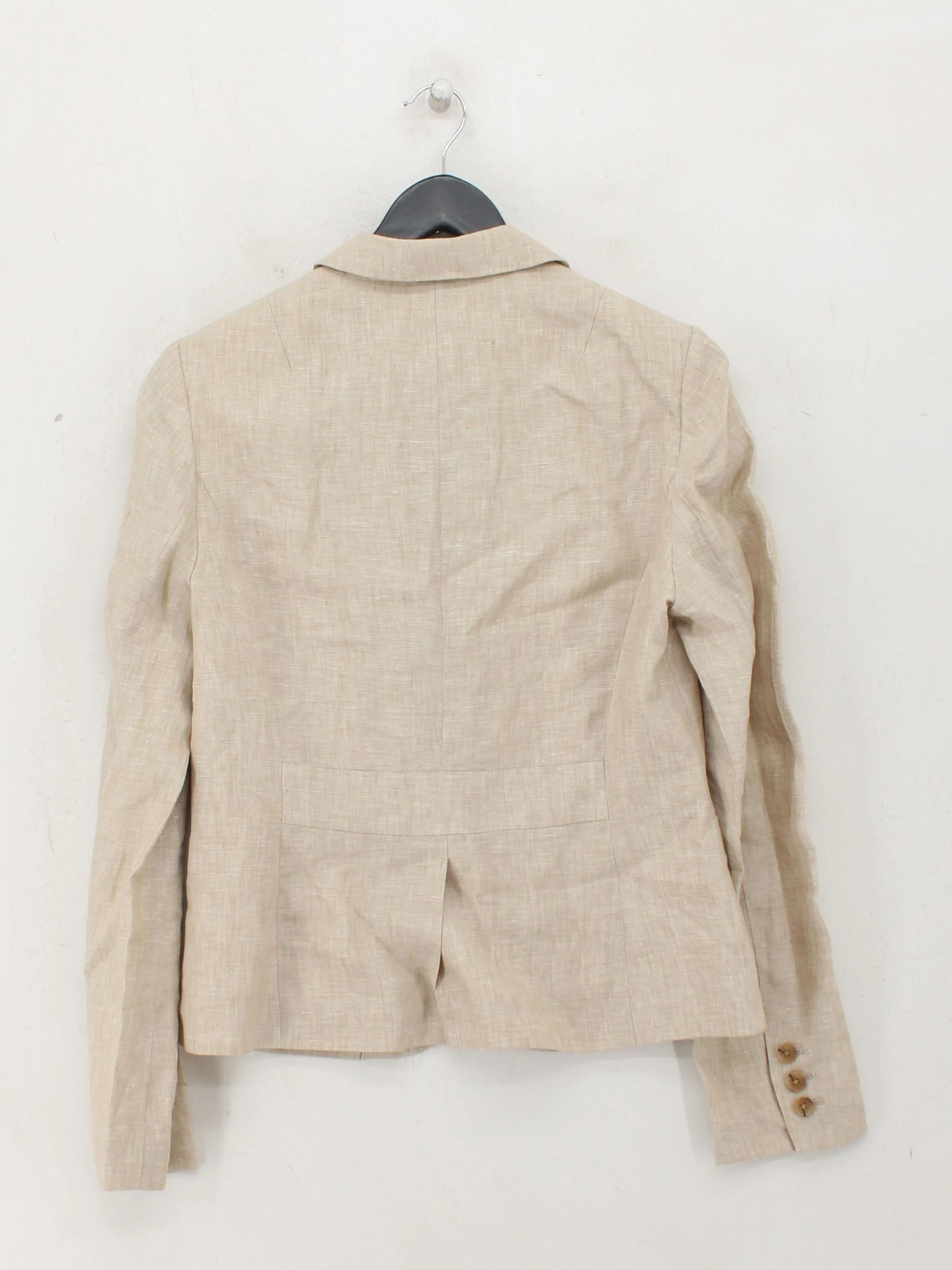 Banana Republic Women's Blazer UK 10 Tan Linen with Polyester, Acetate Overcoat - Image 2