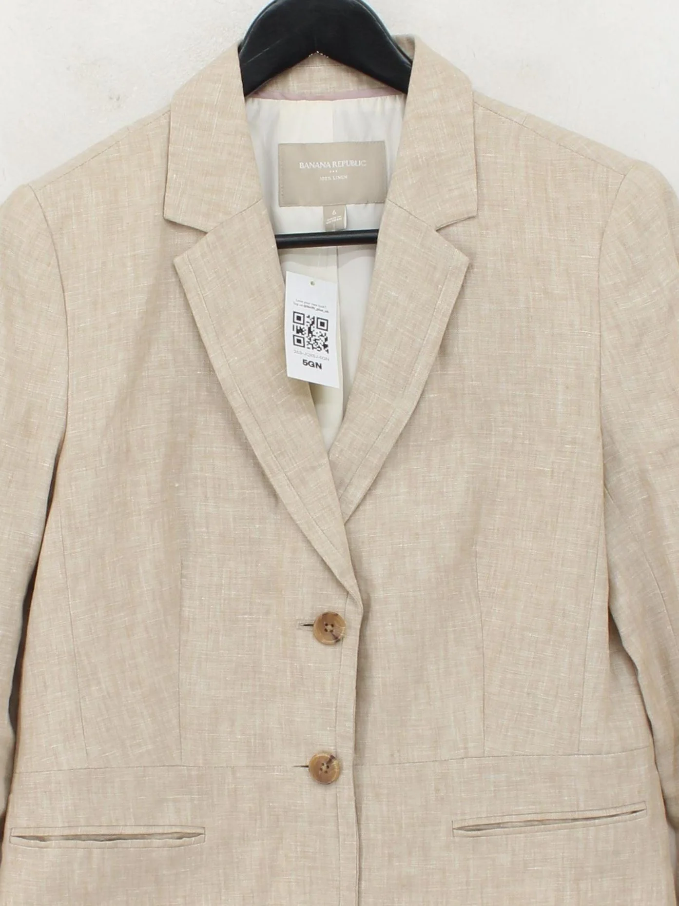 Banana Republic Women's Blazer UK 10 Tan Linen with Polyester, Acetate Overcoat - Image 3