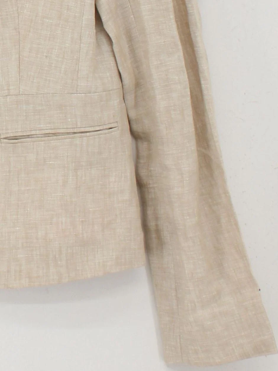 Banana Republic Women's Blazer UK 10 Tan Linen with Polyester, Acetate Overcoat - Image 4