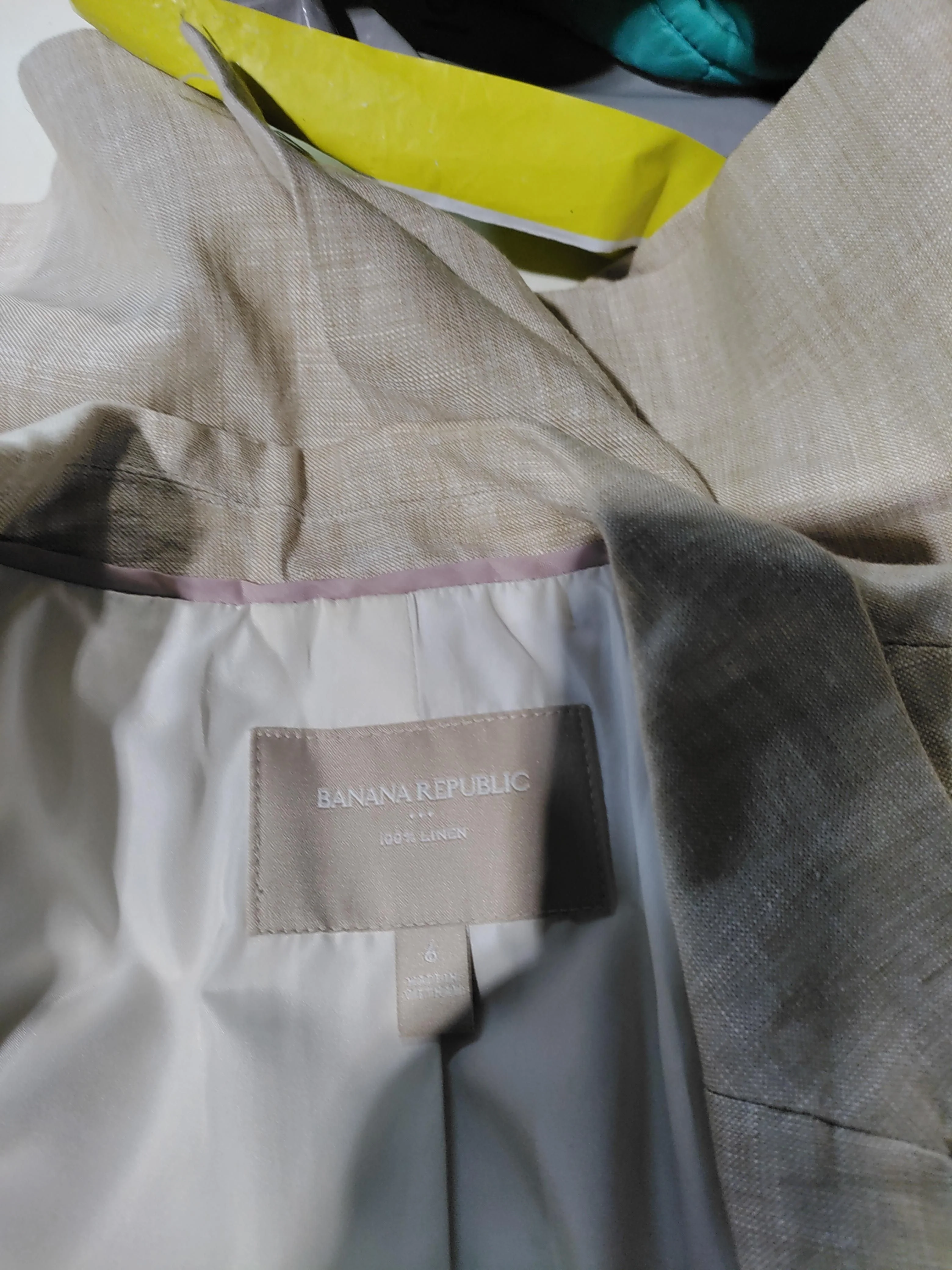 Banana Republic Women's Blazer UK 10 Tan Linen with Polyester, Acetate Overcoat - Image 5
