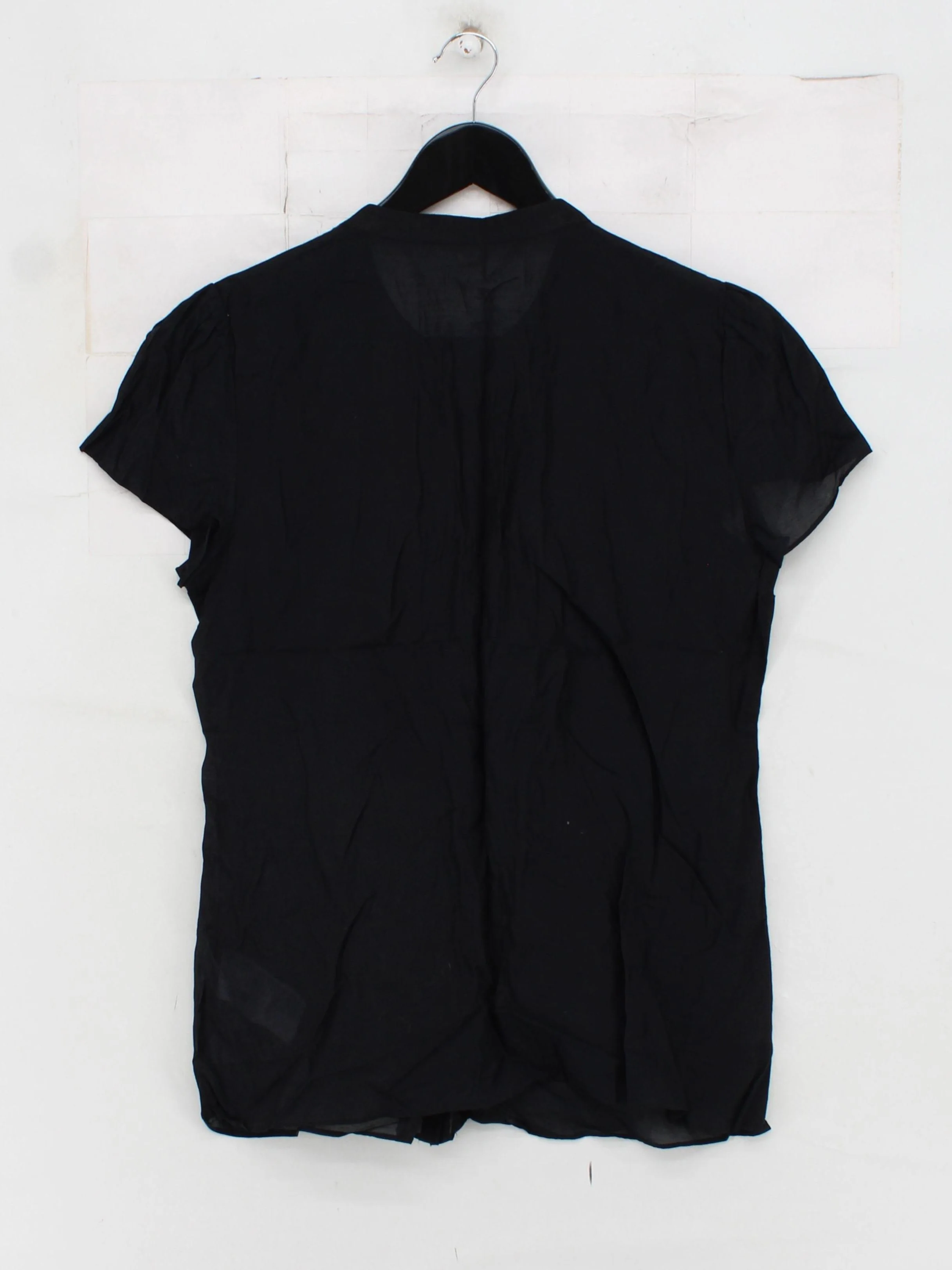 Banana Republic Women's Blouse M Black Cotton with Silk Basic - Image 2