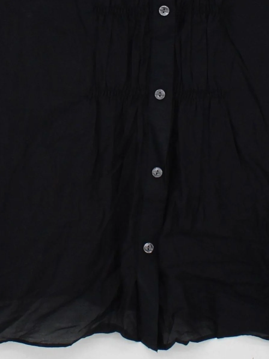 Banana Republic Women's Blouse M Black Cotton with Silk Basic - Image 4