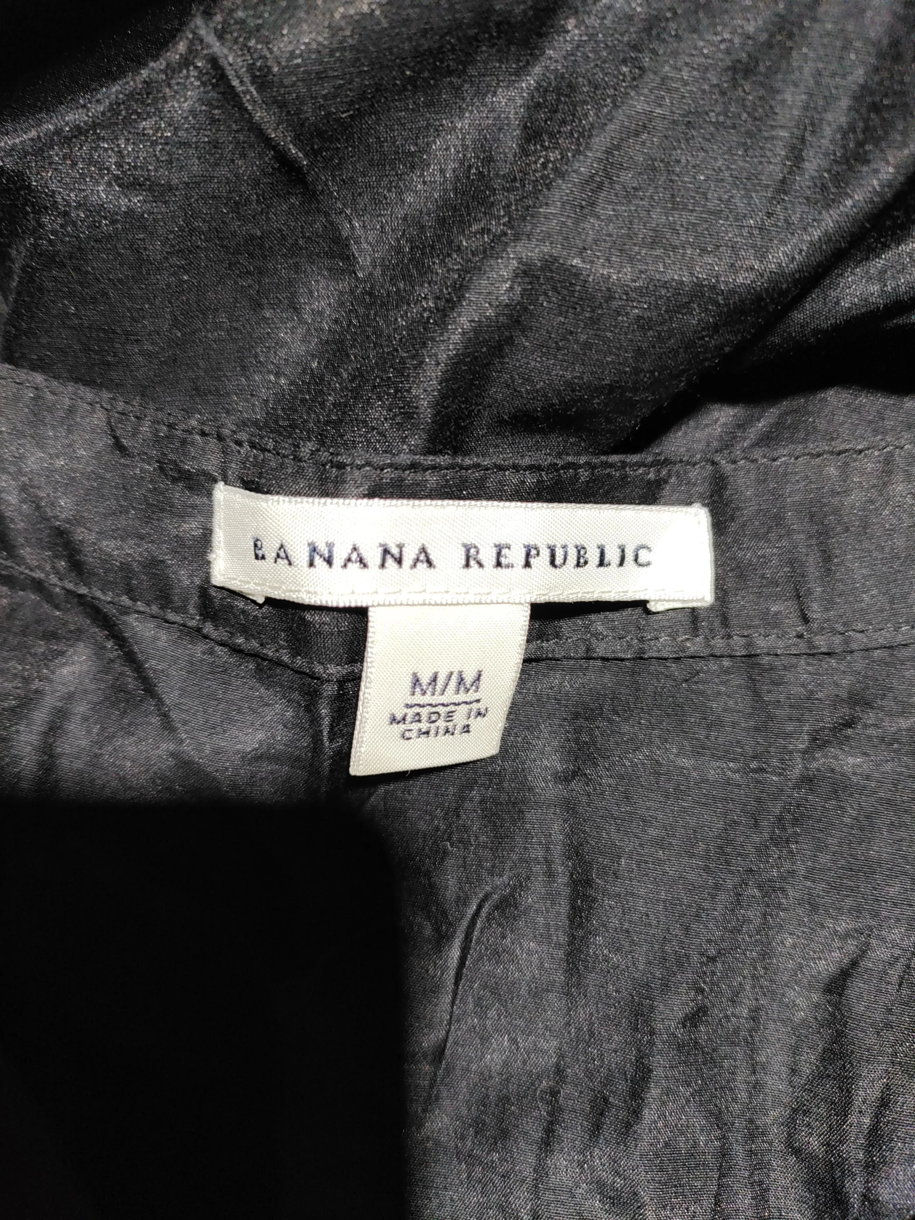 Banana Republic Women's Blouse M Black Cotton with Silk Basic - Image 5