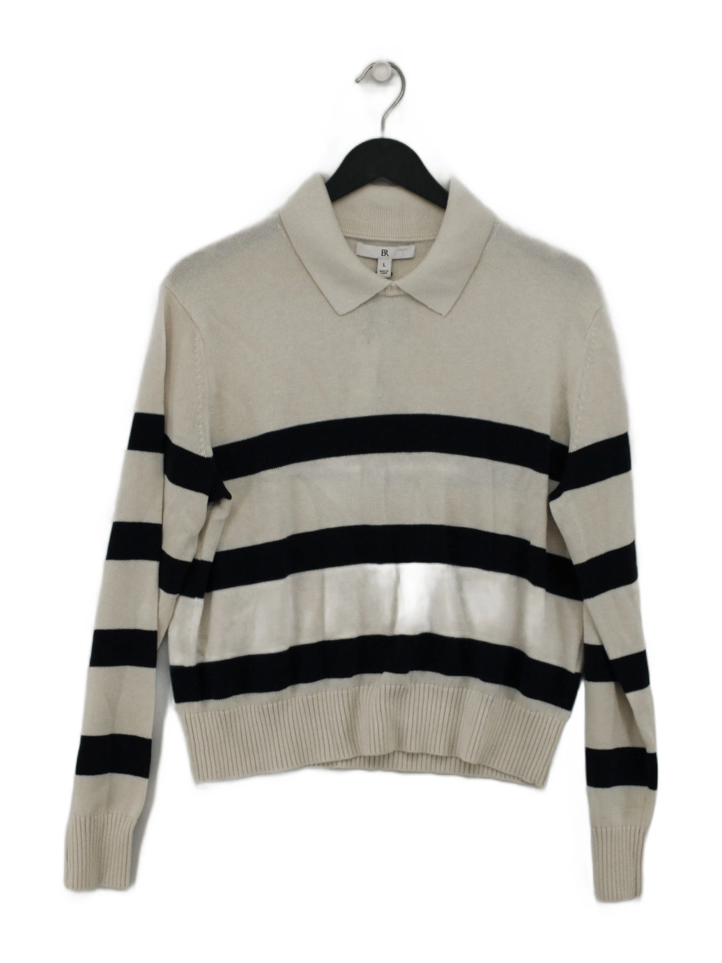 Banana Republic Women's Jumper L Cream Cotton with Silk Pullover New with tags