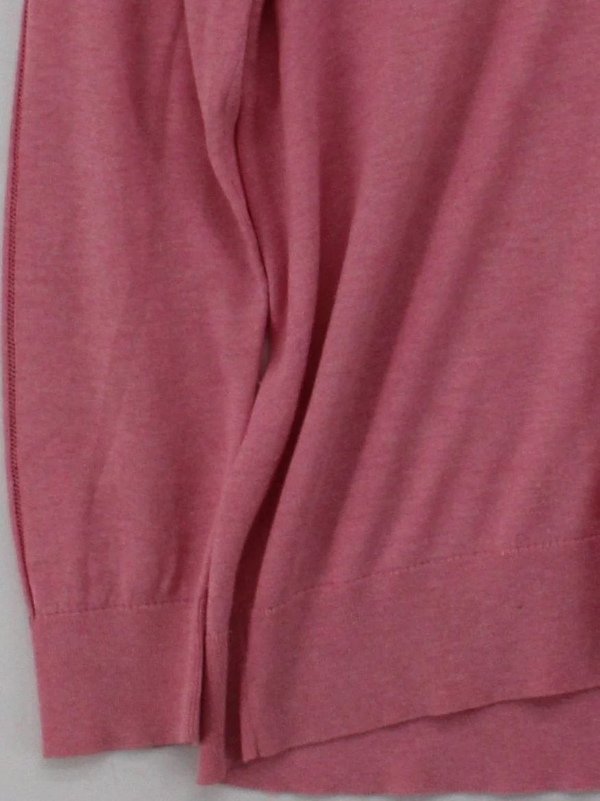 Banana Republic Women's Jumper M Pink Silk with Cotton V-Neck Pullover - Image 4