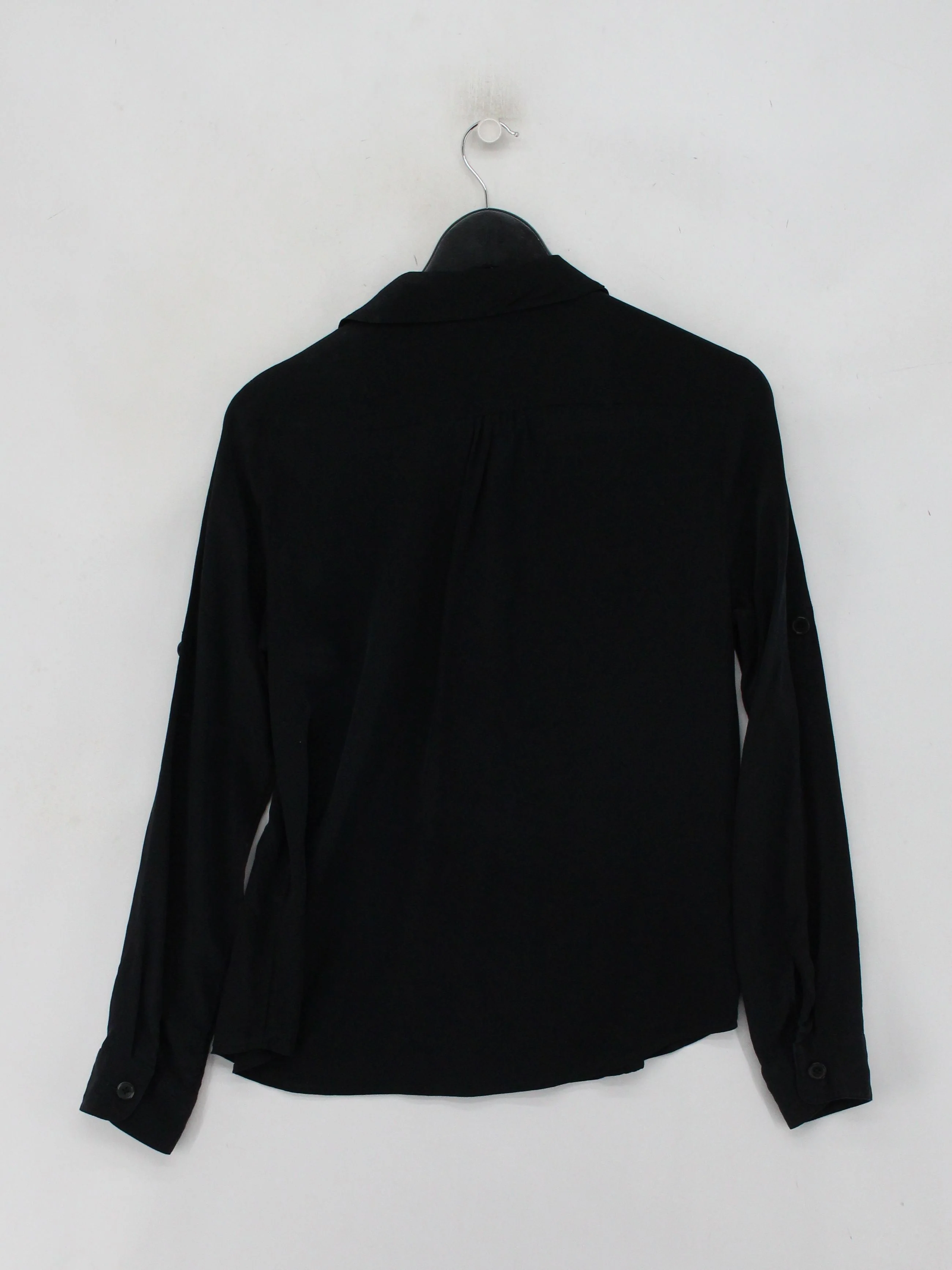 Banana Republic Women's Shirt S Black 100% Silk Long Sleeve Collared Basic - Image 2
