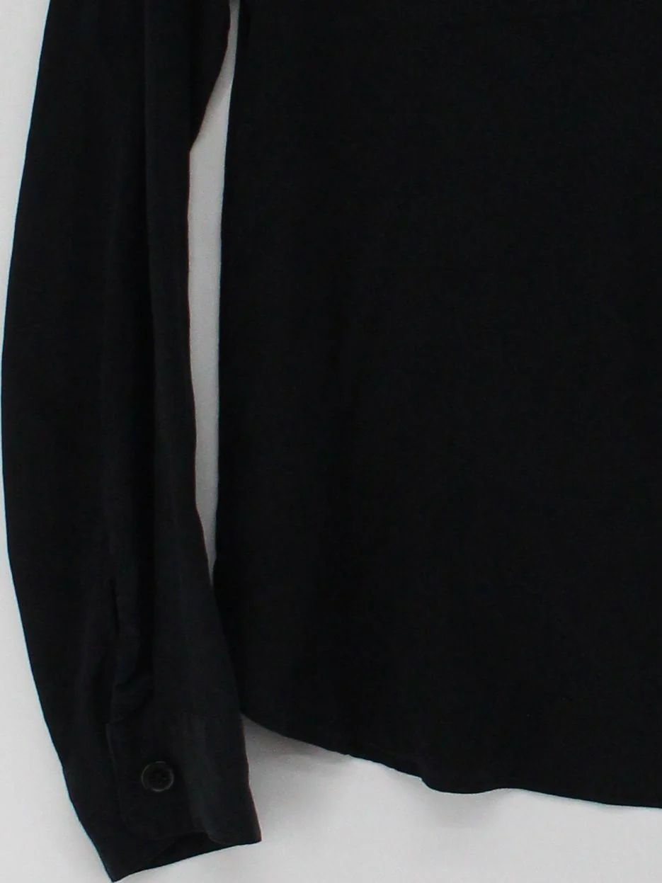 Banana Republic Women's Shirt S Black 100% Silk Long Sleeve Collared Basic - Image 4