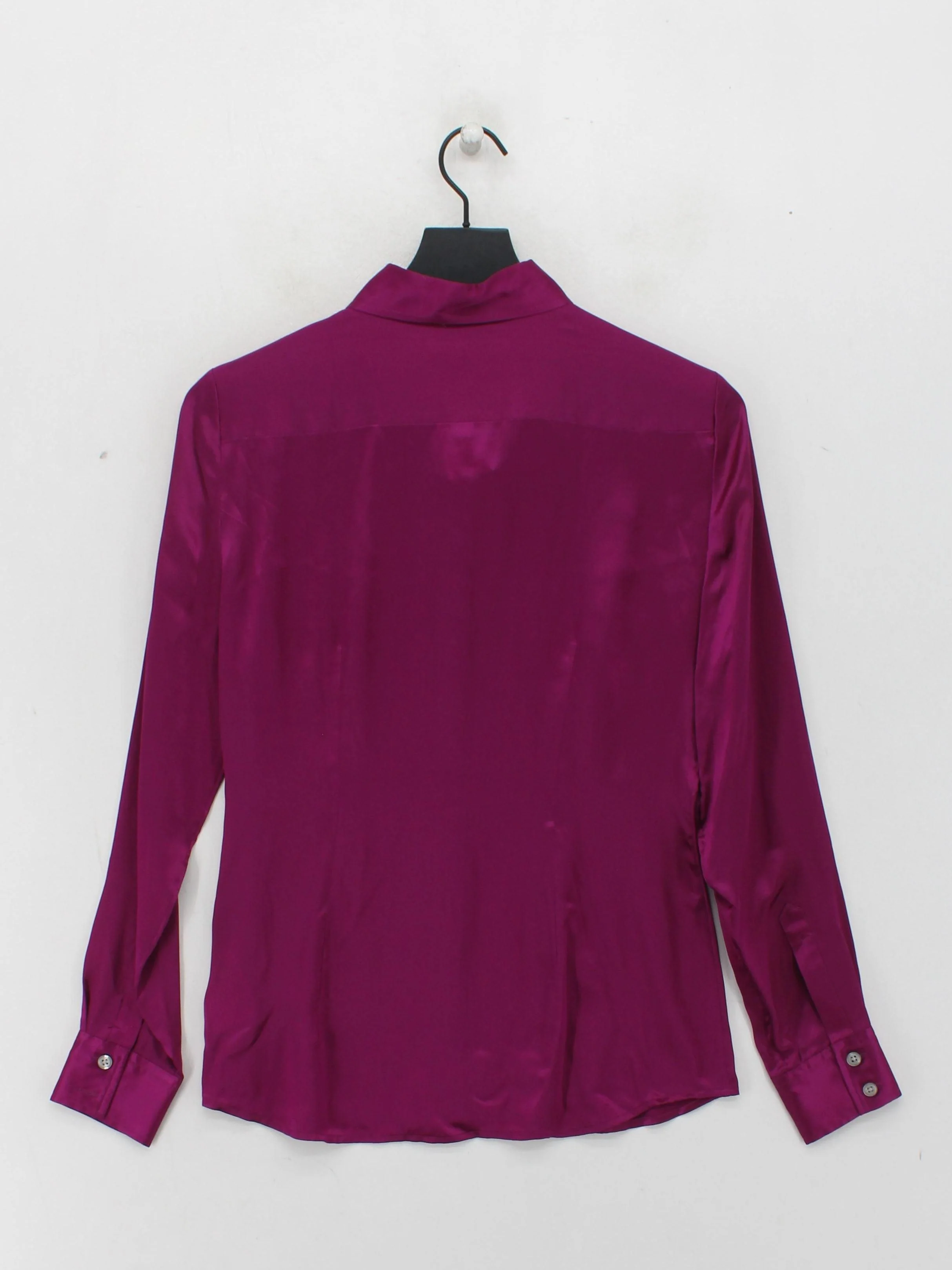 Banana Republic Women's Shirt UK 8 Purple 100% Silk Long Sleeve Collared Basic - Image 2