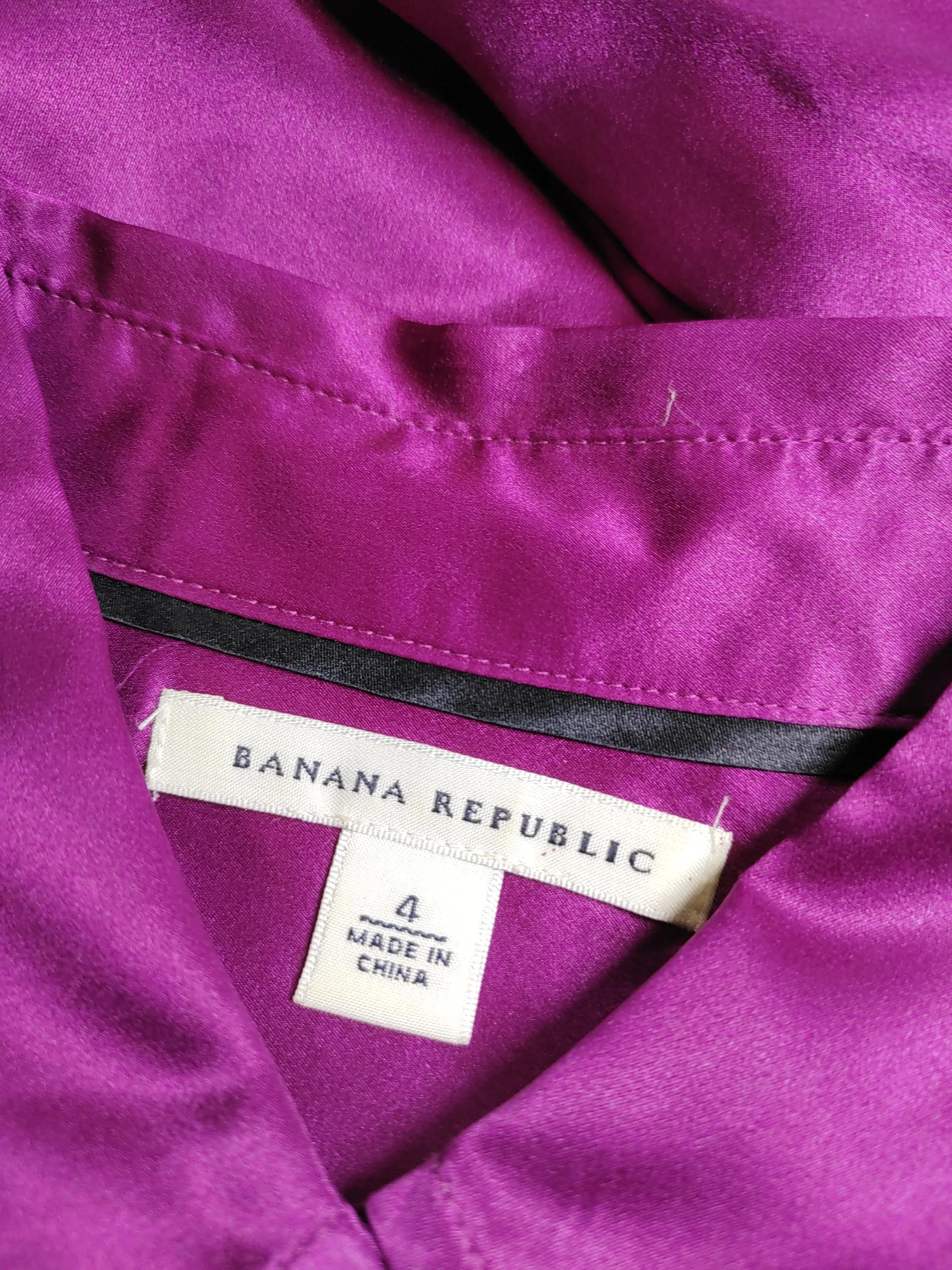 Banana Republic Women's Shirt UK 8 Purple 100% Silk Long Sleeve Collared Basic - Image 5