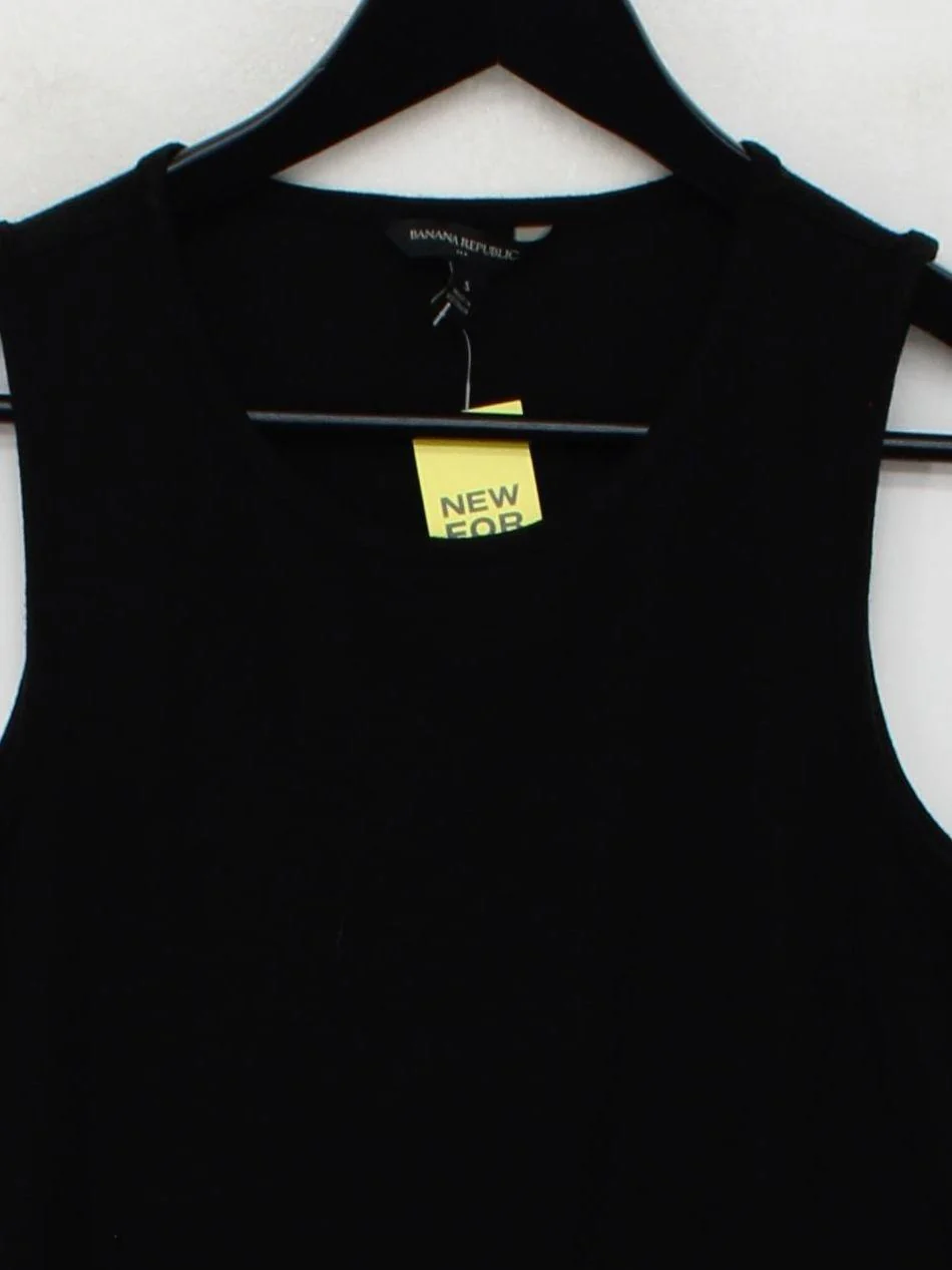 Banana Republic Women's T-Shirt S Black 100% Other Sleeveless Round Neck Basic - Image 3