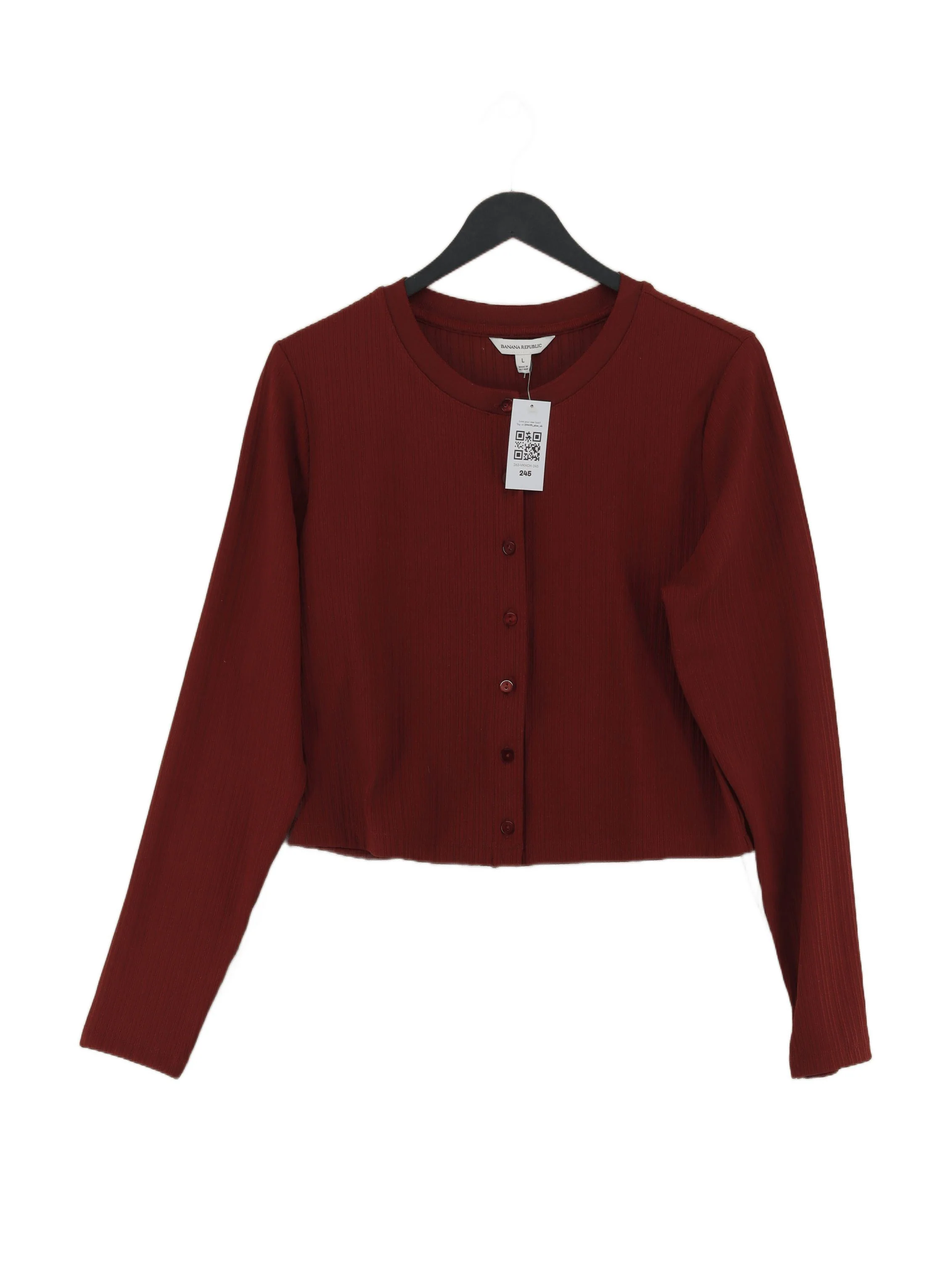 Banana Republic Women's Top L Red Polyester with Elastane Basic