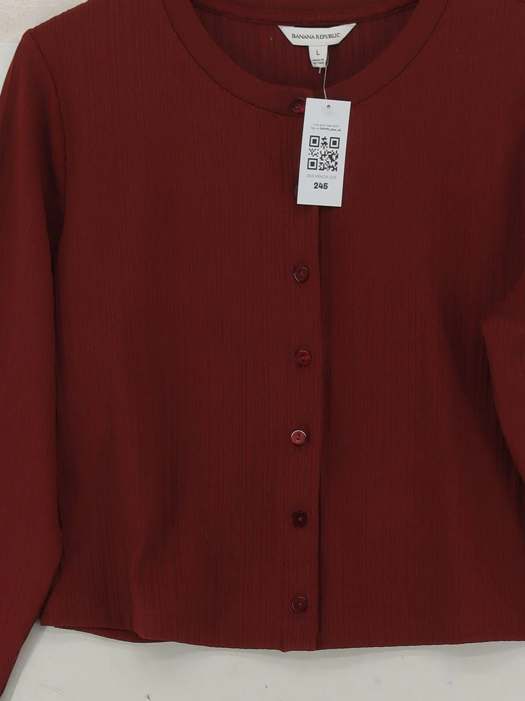 Banana Republic Women's Top L Red Polyester with Elastane Basic - Image 3