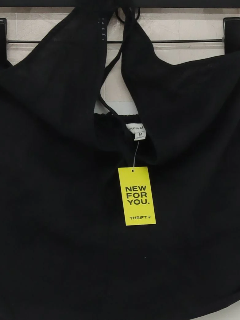 Banana Republic Women's Top M Black 100% Other Sleeveless V-Neck Basic - Image 3