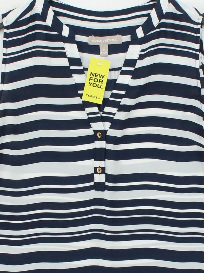 Banana Republic Women's Top M Blue 100% Polyester Basic - Image 3