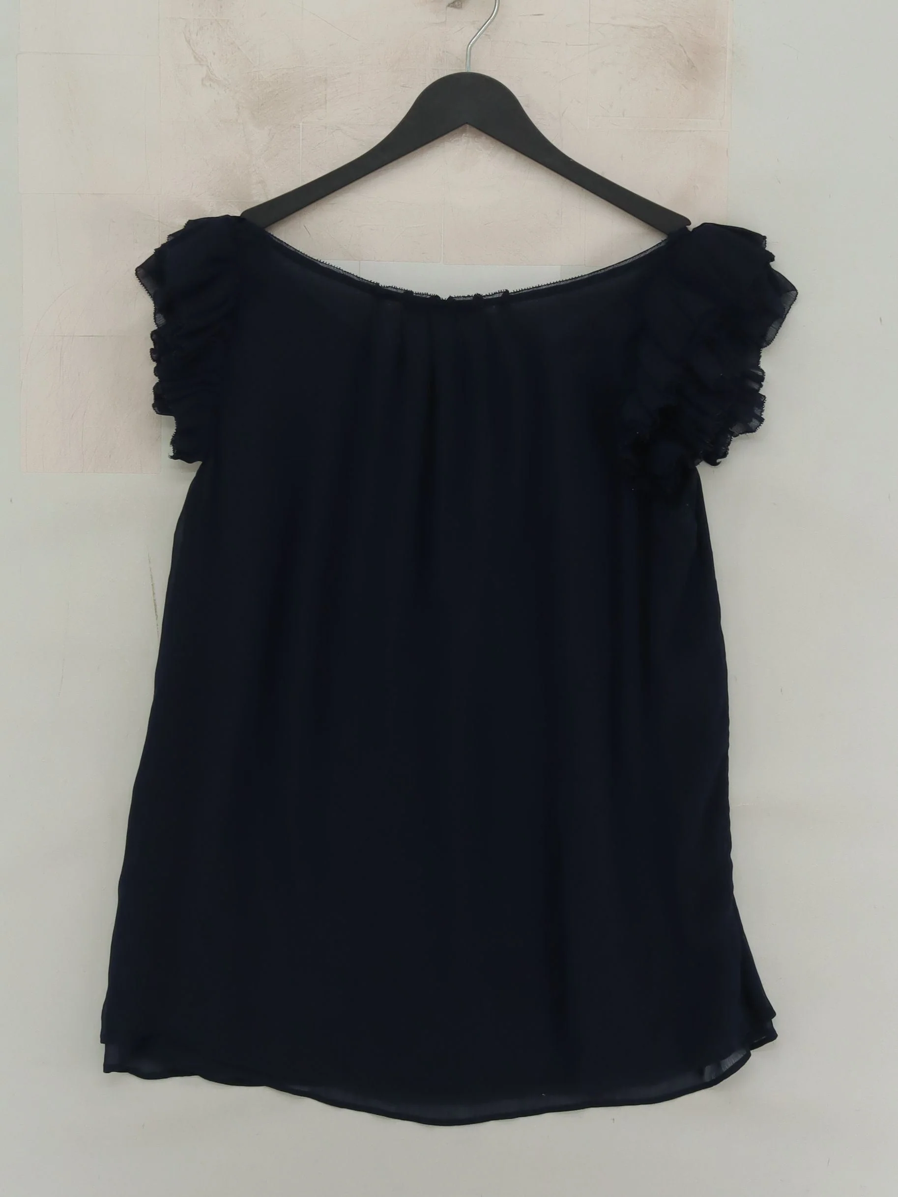 Banana Republic Women's Top M Blue 100% Polyester Short Sleeve Square Neck Basic - Image 2