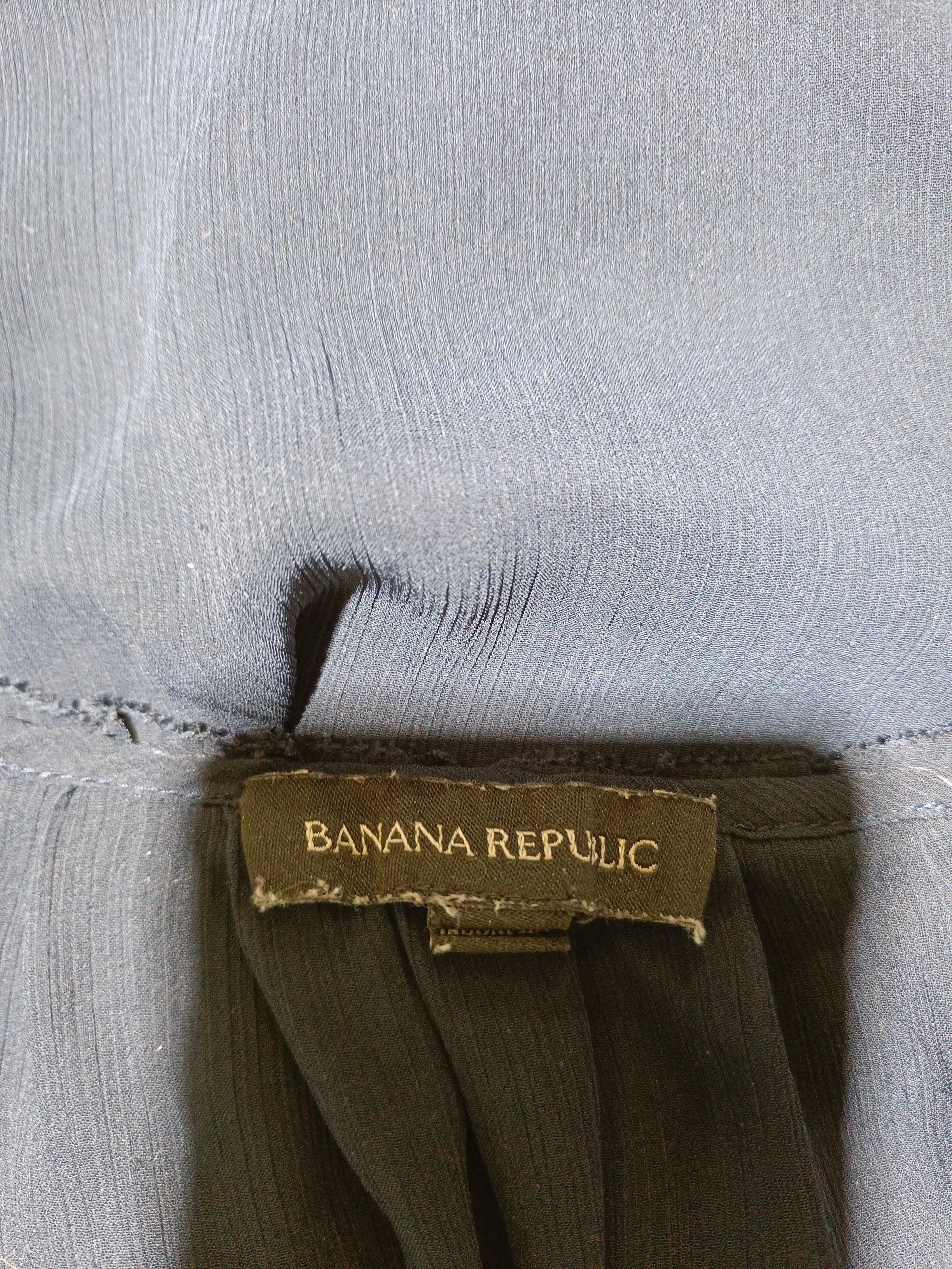 Banana Republic Women's Top M Blue 100% Polyester Short Sleeve Square Neck Basic - Image 5