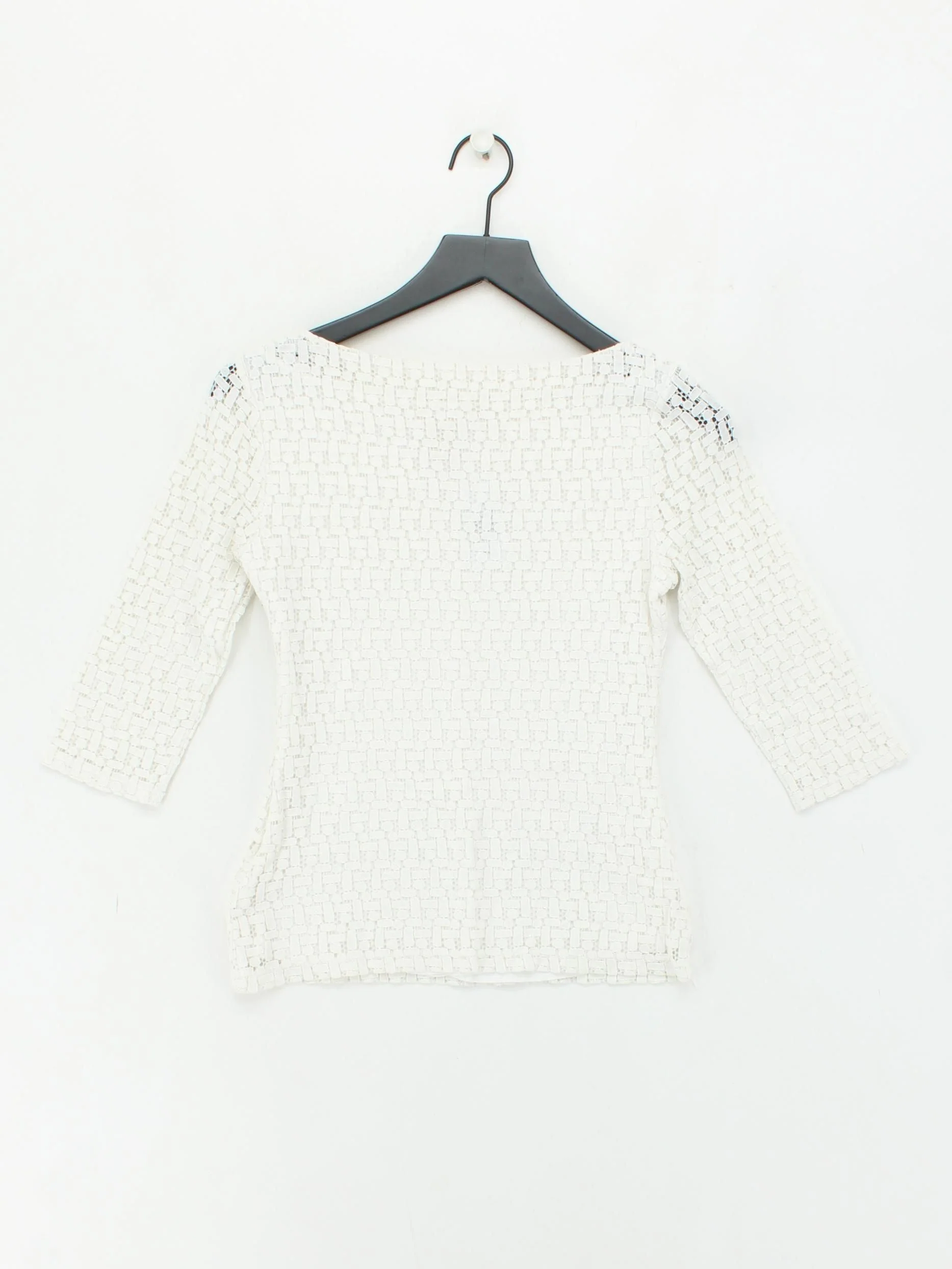 Banana Republic Women's Top XXS White 100% Other 3/4 Sleeve Round Neck Basic - Image 2