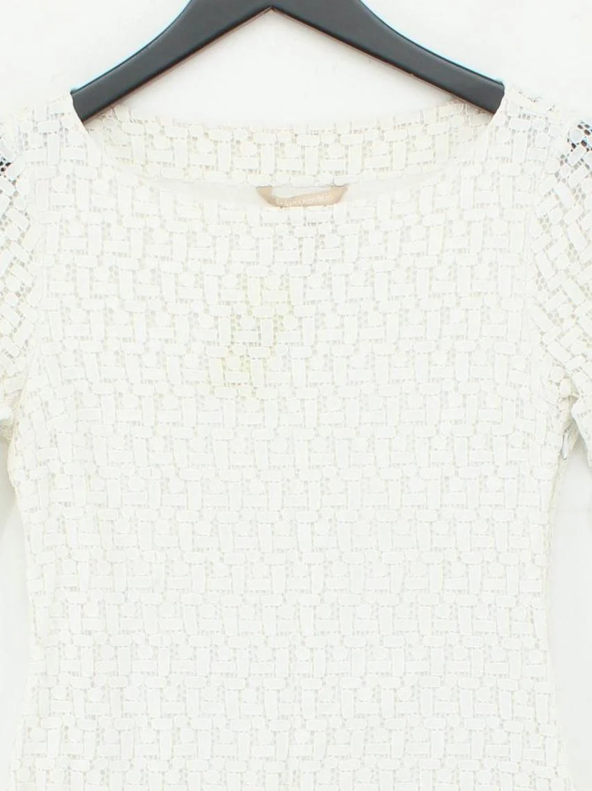 Banana Republic Women's Top XXS White 100% Other 3/4 Sleeve Round Neck Basic - Image 3