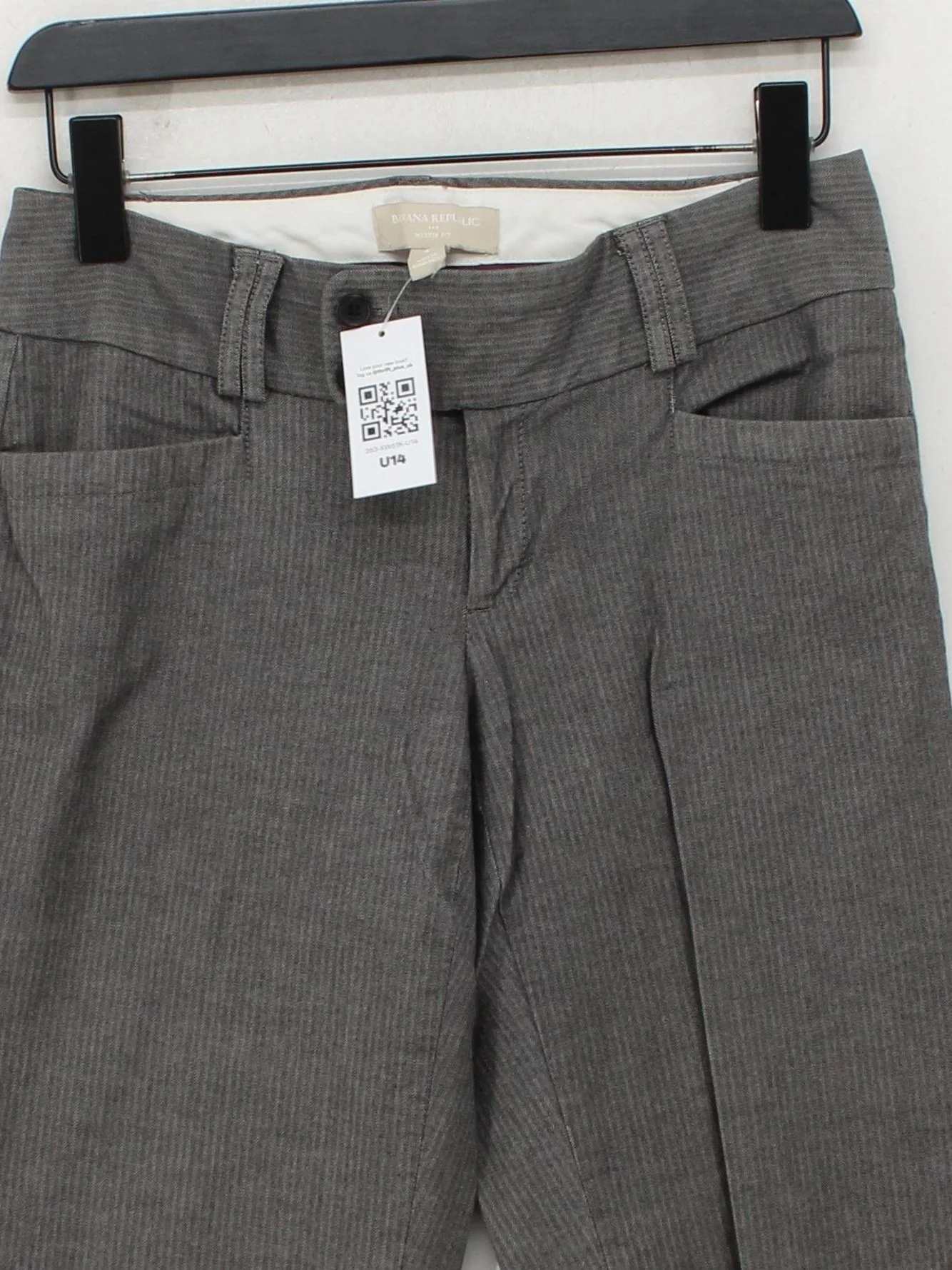Banana Republic Women's Trousers M Grey Cotton with Elastane Straight Chino - Image 3