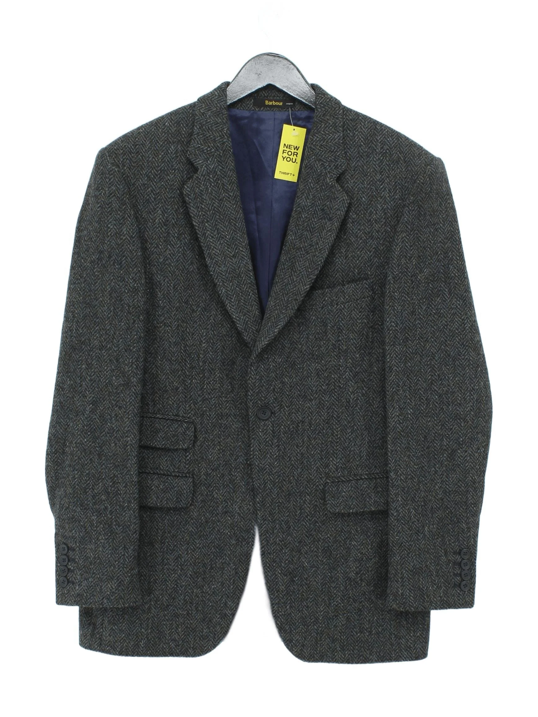 Barbour Men's Blazer Chest: 40 in Grey Wool with Acetate, Viscose Overcoat