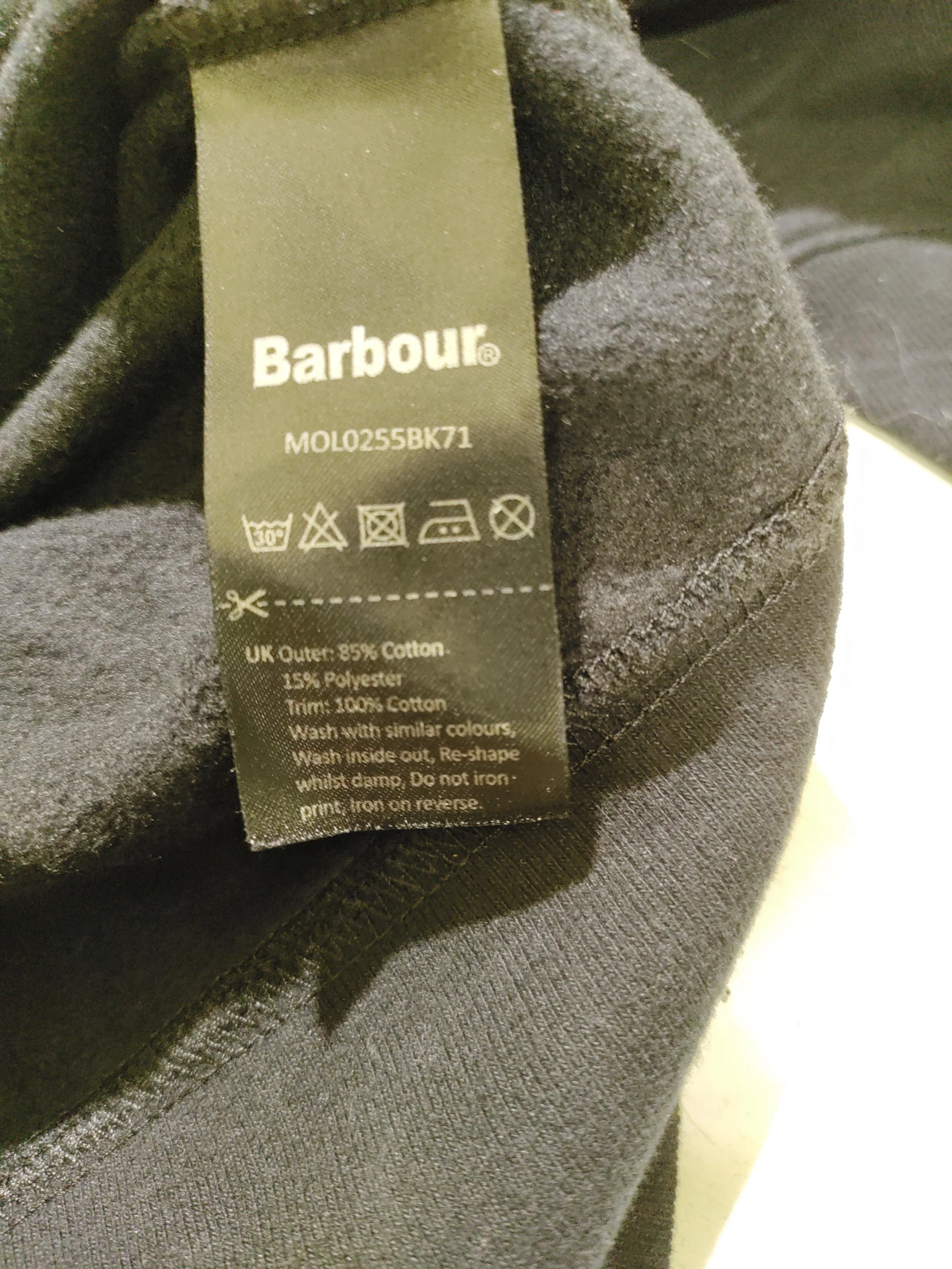 Barbour Men's Hoodie XL Black Cotton with Polyester Pullover - Image 7