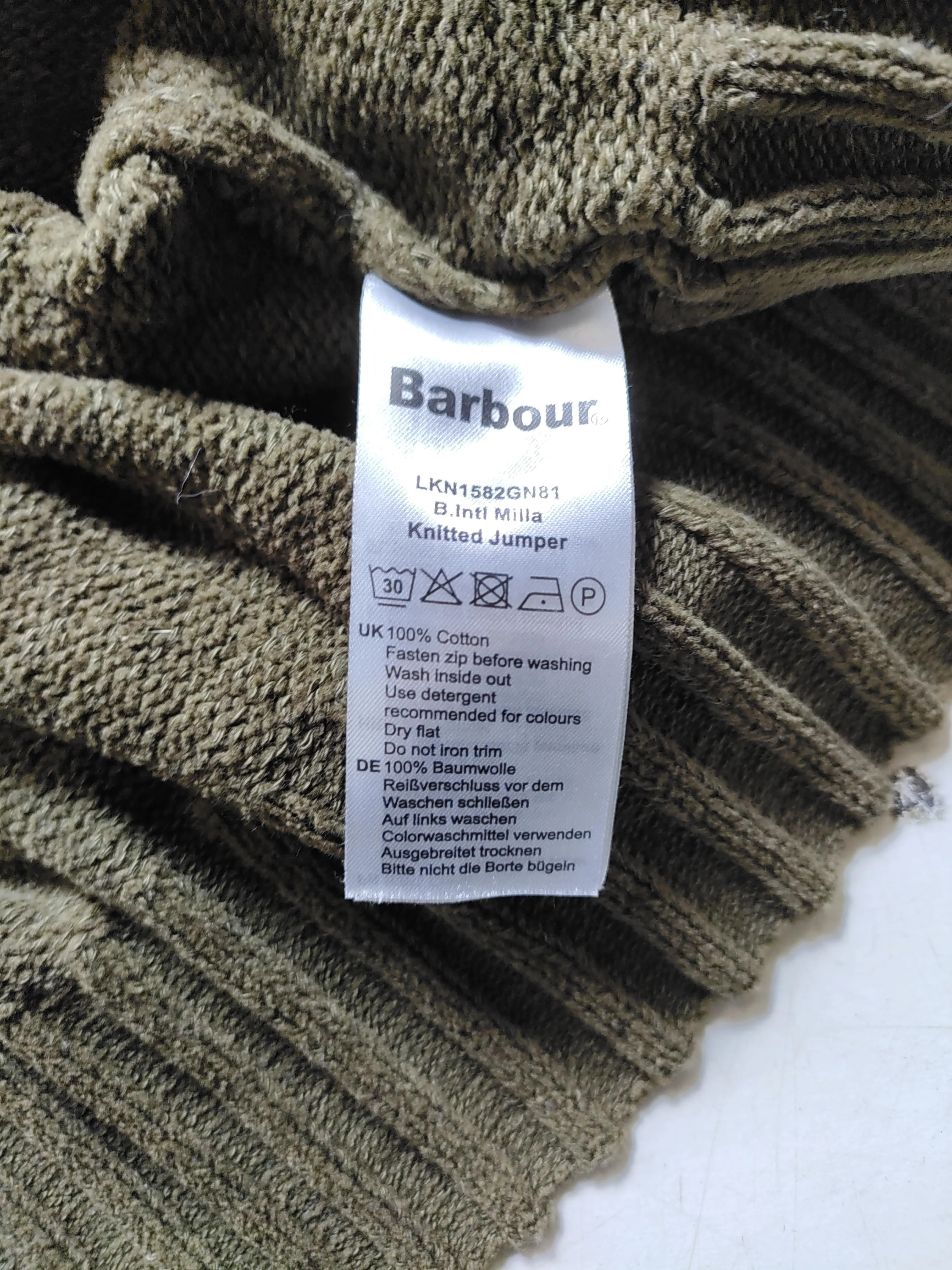 Barbour Men's Jumper L Green 100% Cotton Mock Neck Pullover - Image 7
