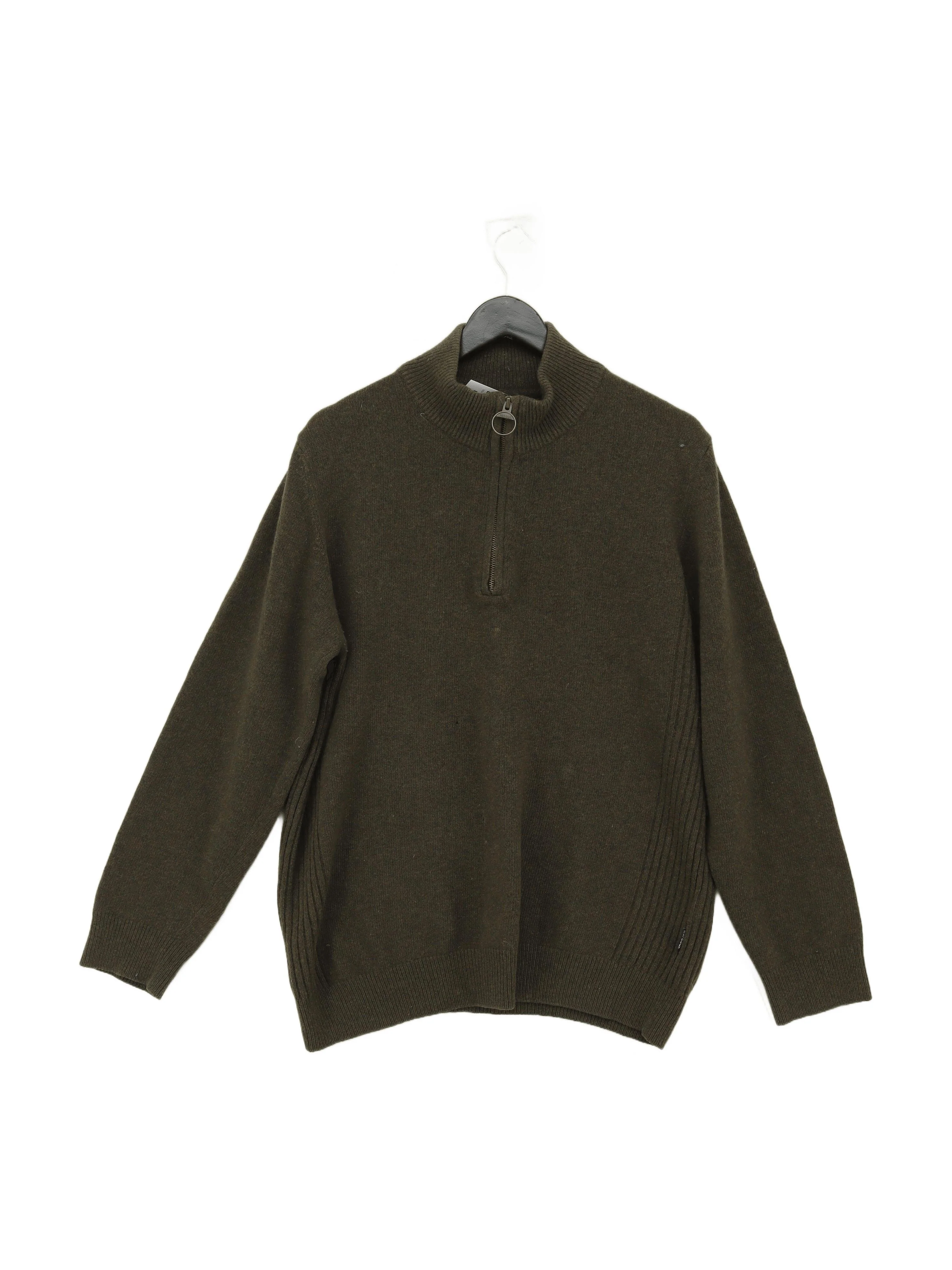 Barbour Men's Jumper L Green Wool with Polyamide Mock Neck Pullover