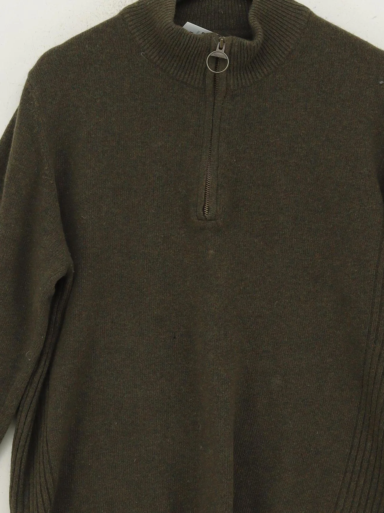 Barbour Men's Jumper L Green Wool with Polyamide Mock Neck Pullover - Image 3
