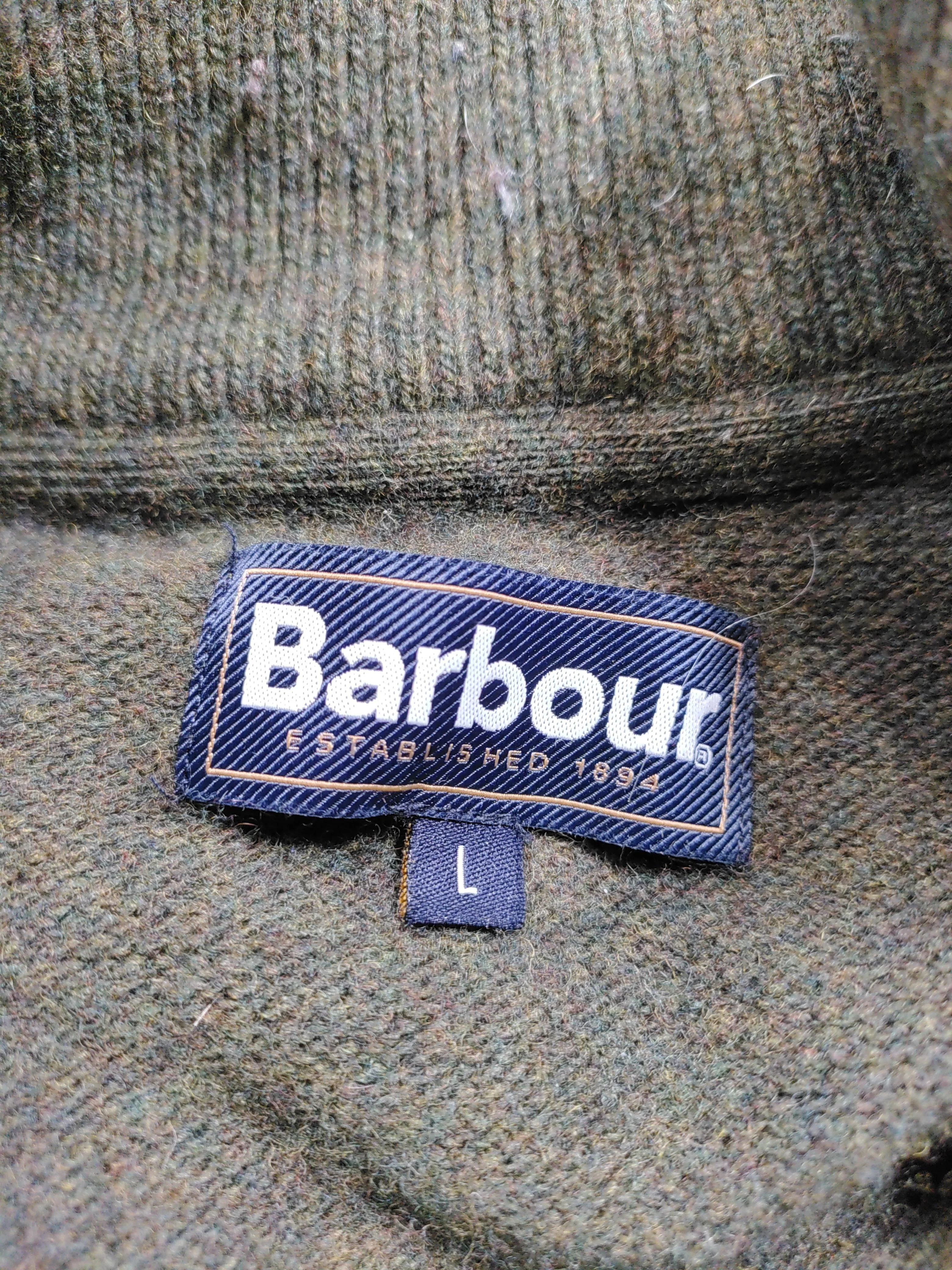 Barbour Men's Jumper L Green Wool with Polyamide Mock Neck Pullover - Image 6