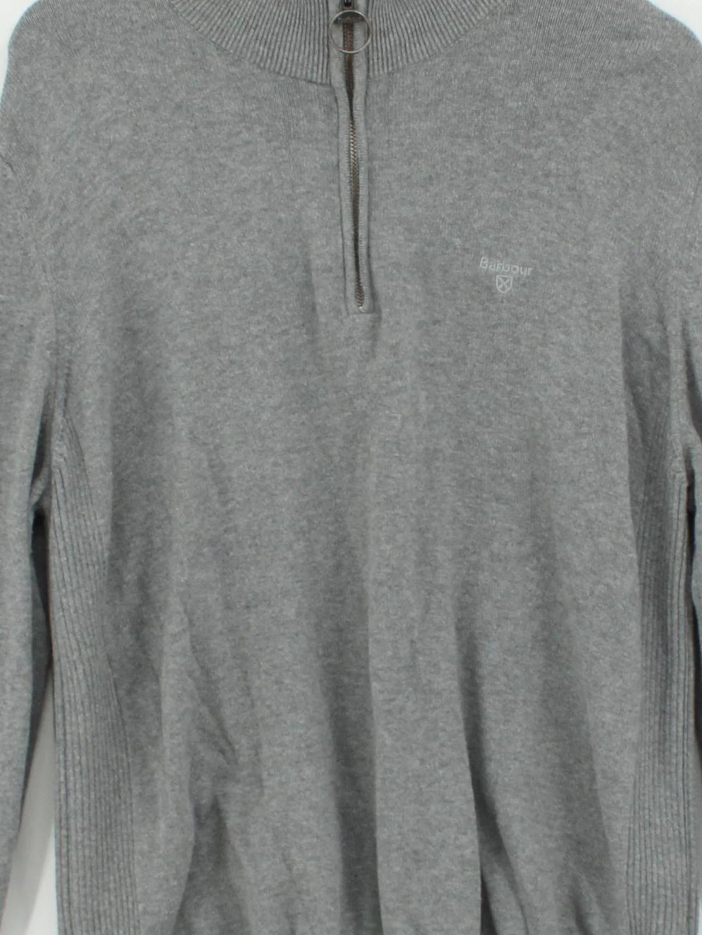 Barbour Men's Jumper L Grey 100% Cotton High Neck Pullover - Image 3