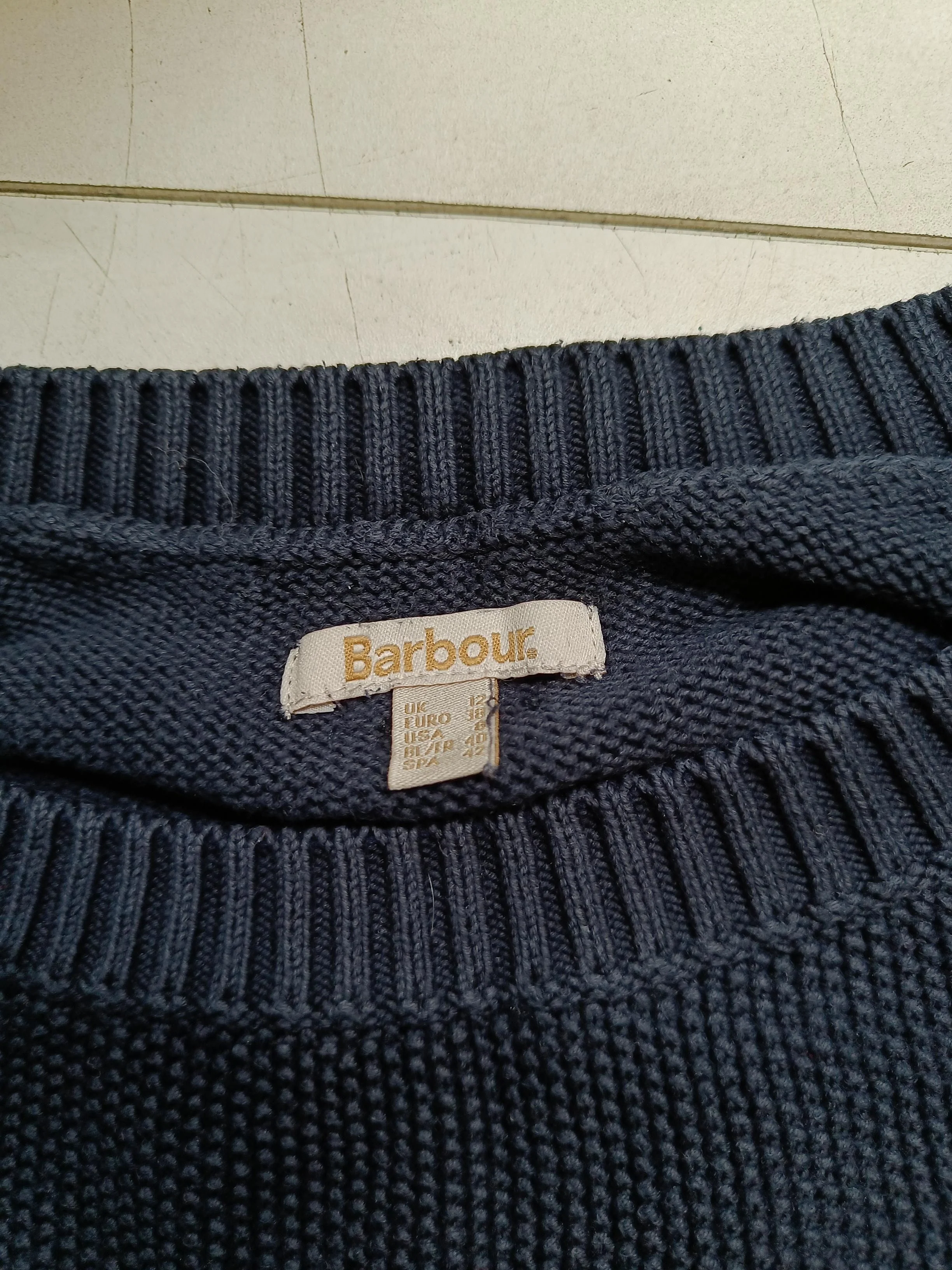 Barbour Men's Jumper M Blue 100% Cotton Crew Neck Pullover - Image 6