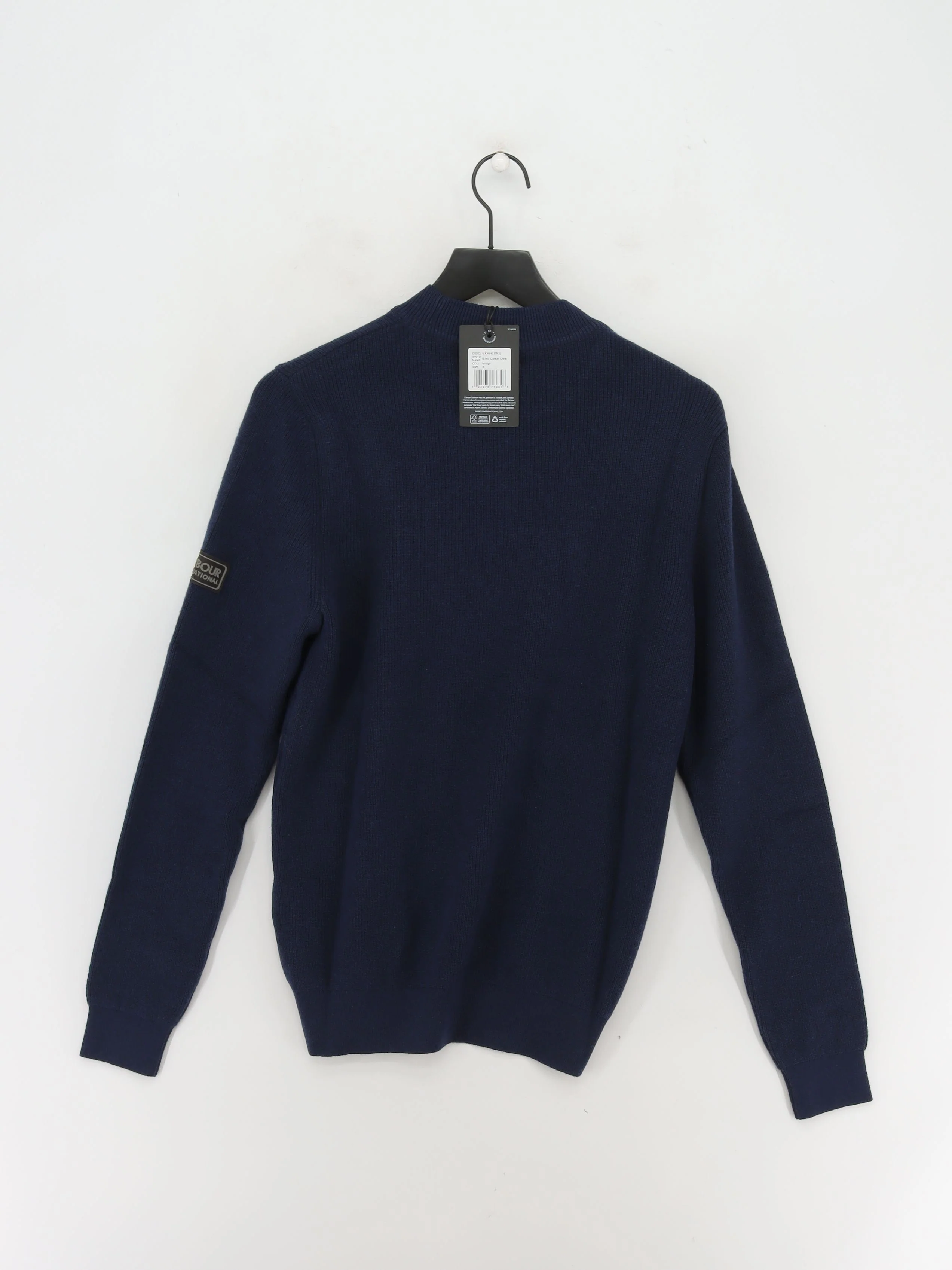 Barbour Men's Jumper S Blue Wool with Cotton Round Neck Pullover New with tags - Image 2